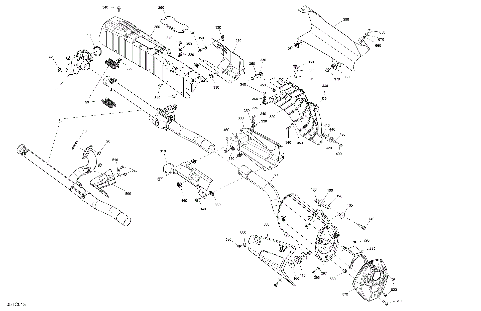 An Image of a Genuine Can-Am Parts Schematic Diagram showing the schematic - ENGINE - EXHAUST