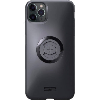 The SPC+ Phone Case iPhone® 11 Pro Max XS Max by Sp Connect is a black MagSafe-compatible case with a central circular mount, two camera cutouts at the top left, and an SP logo near the bottom.
