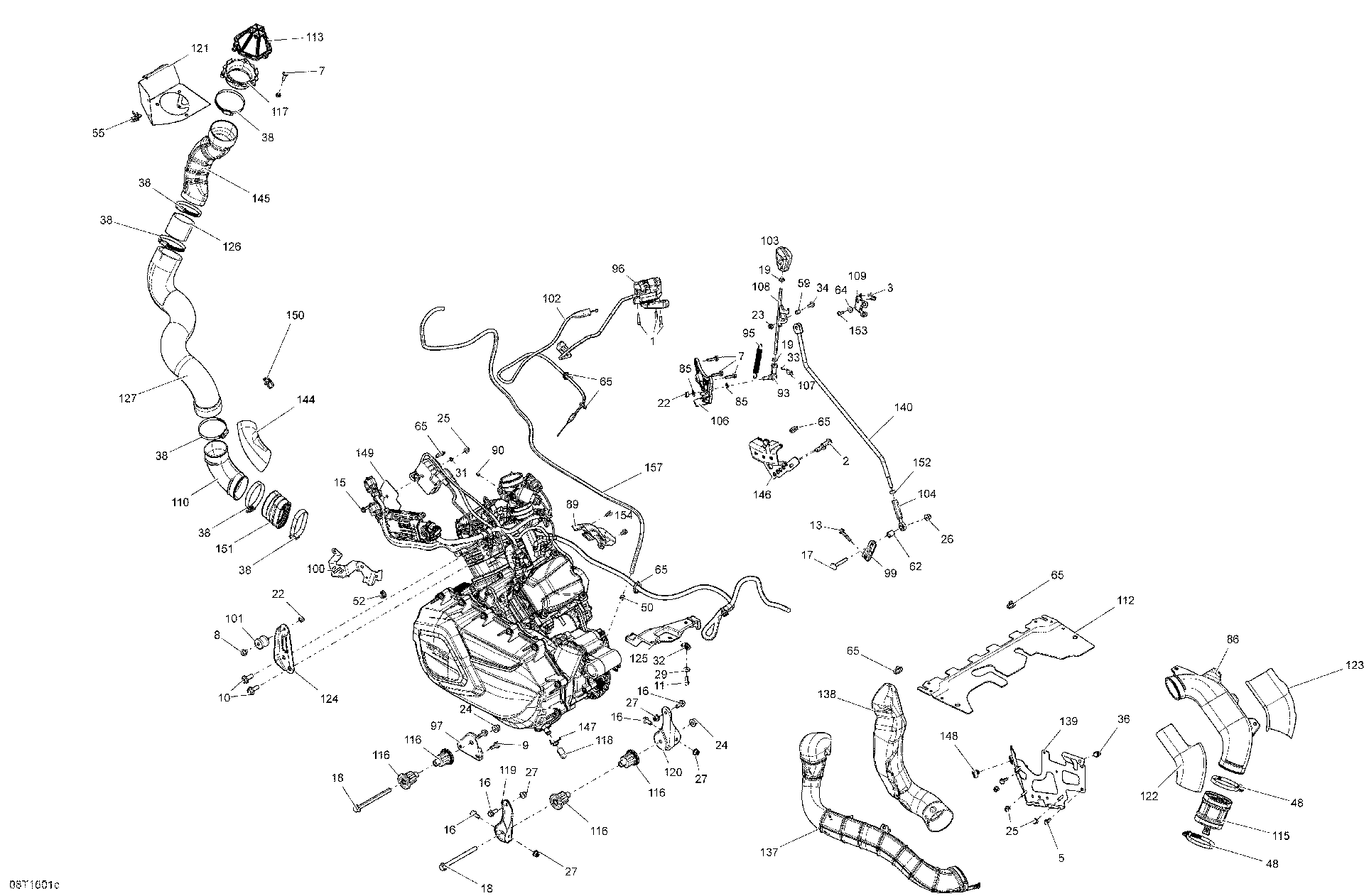 An Image of a Genuine Can-Am Parts Schematic Diagram showing the schematic - ENGINE AND ENGINE SUPPORT - X MR