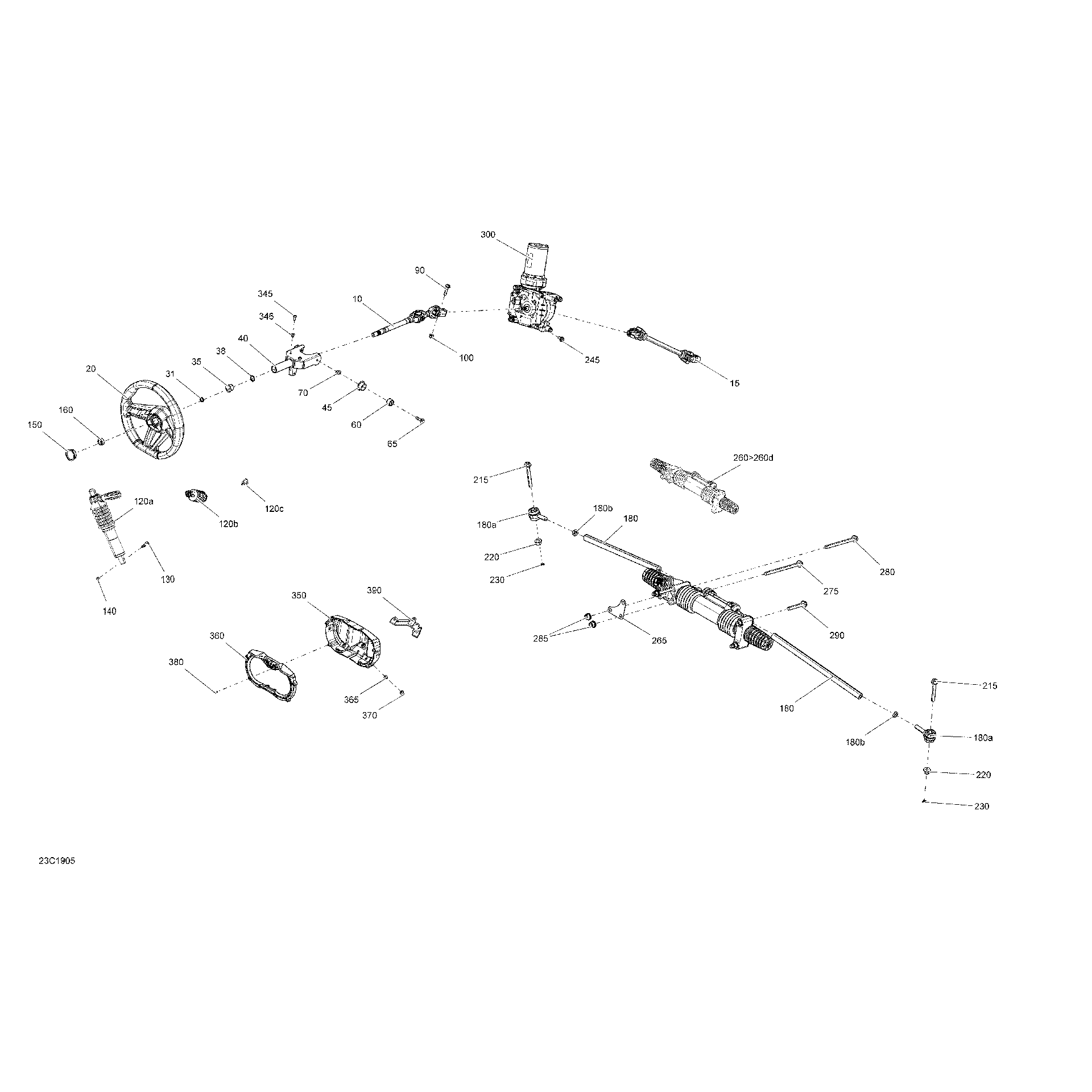 An Image of a Genuine Can-Am Parts Schematic Diagram showing the schematic - STEERING - TURBO R