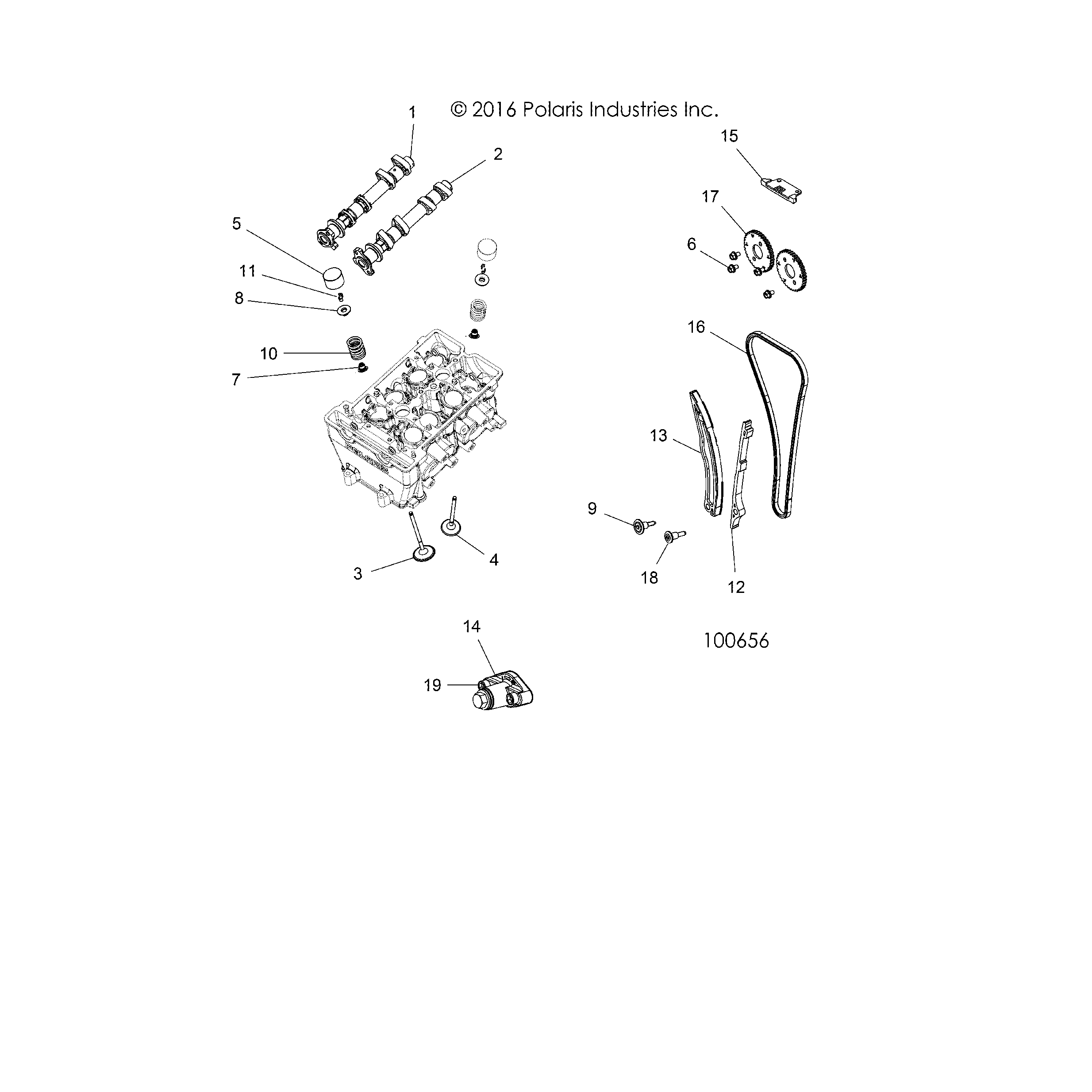An Image of a Genuine Polaris Parts Schematic Diagram showing the schematic - ENGINE: VALVES and CAMSHAFTS - 2017 POLARIS ACE 900 EPS XC