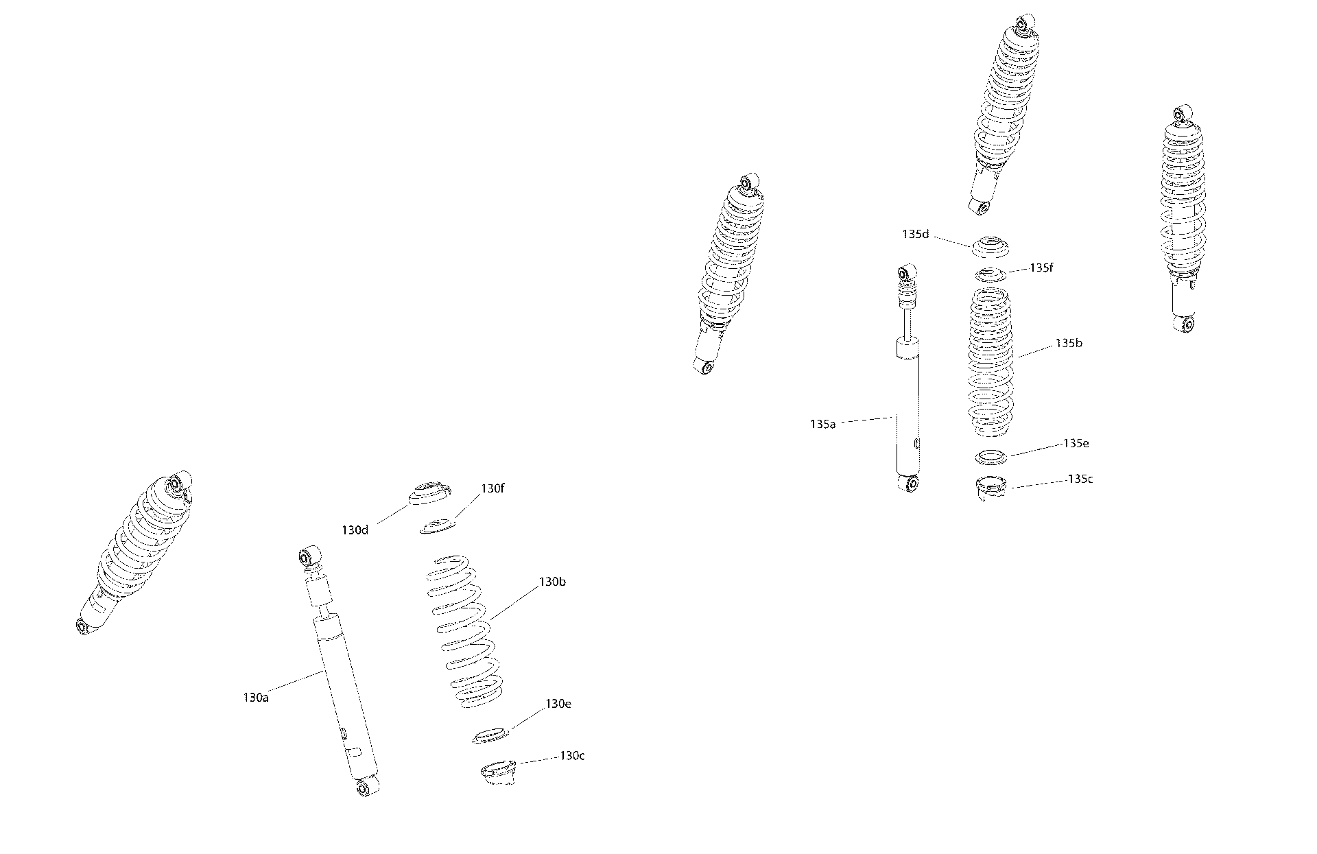 An Image of a Genuine Can-Am Parts Schematic Diagram showing the schematic - SHOCKS 6X6