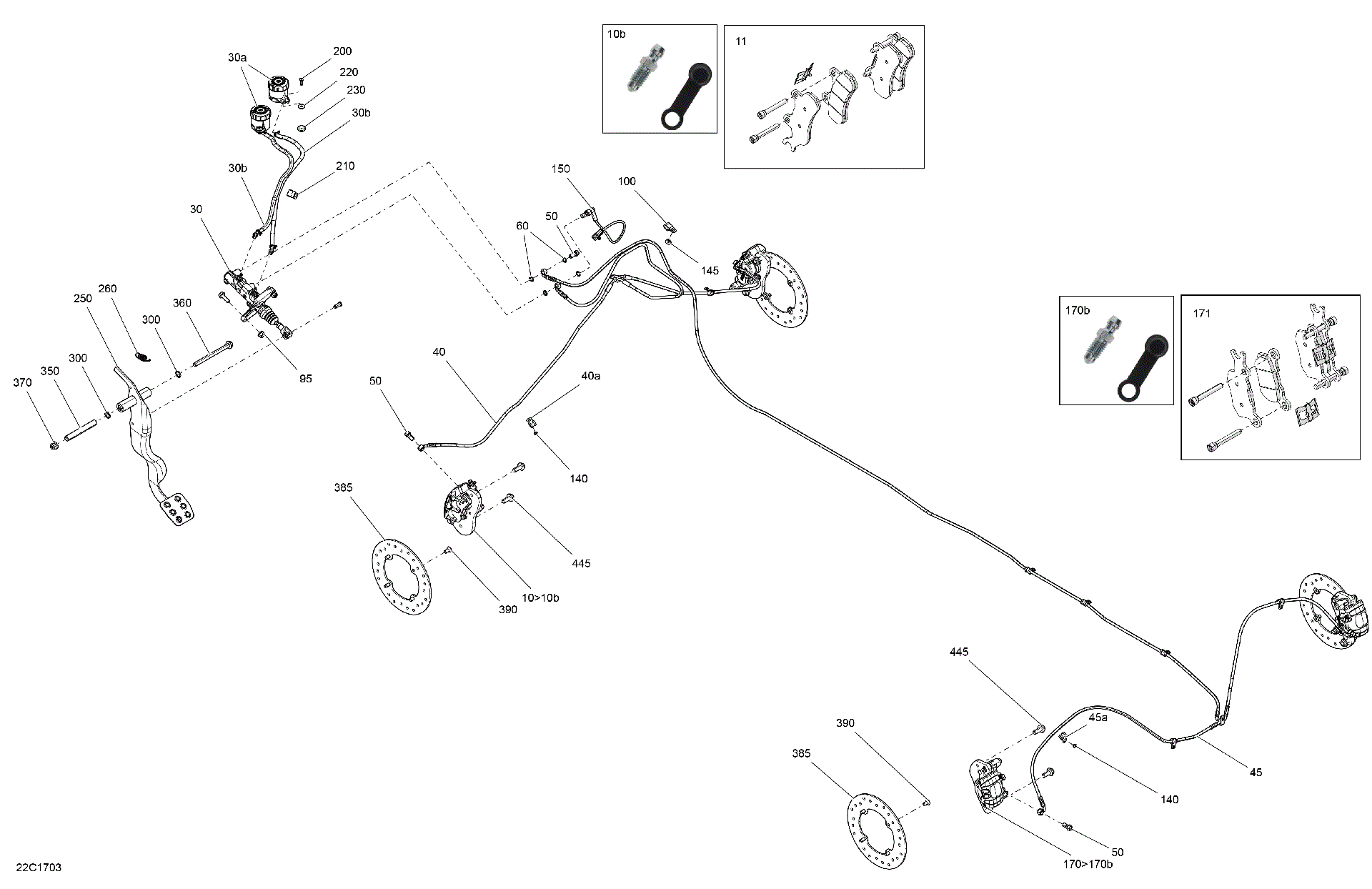 An Image of a Genuine Can-Am Parts Schematic Diagram showing the schematic - BRAKES - ALL MODELS