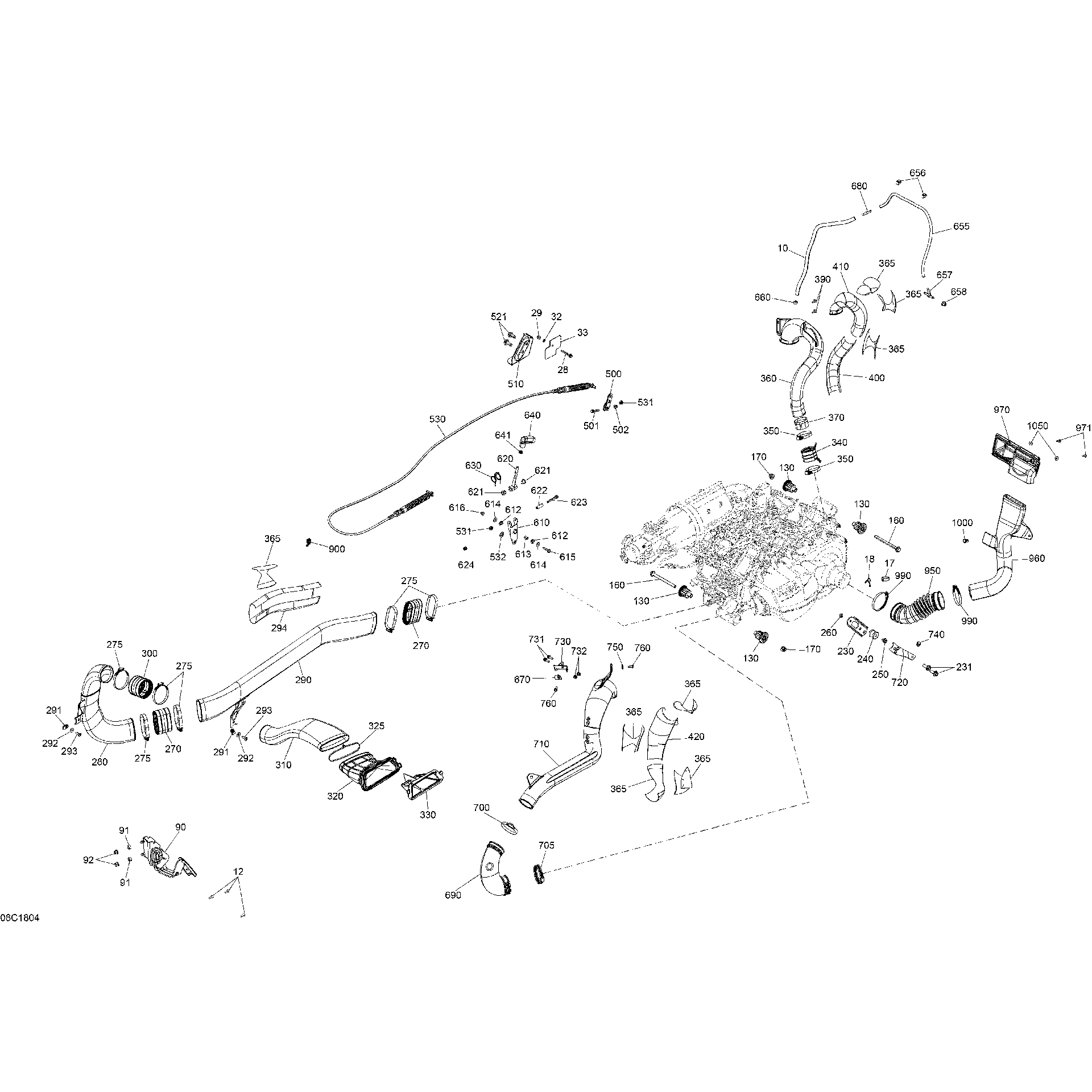 An Image of a Genuine Can-Am Parts Schematic Diagram showing the schematic - ENGINE COMMANDER MAX - 1000 EFI