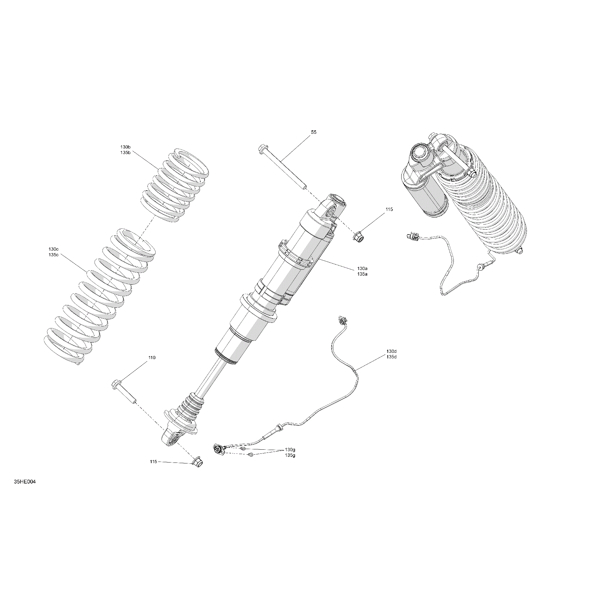 An Image of a Genuine Can-Am Parts Schematic Diagram showing the schematic - SUSPENSION - FRONT SHOCKS