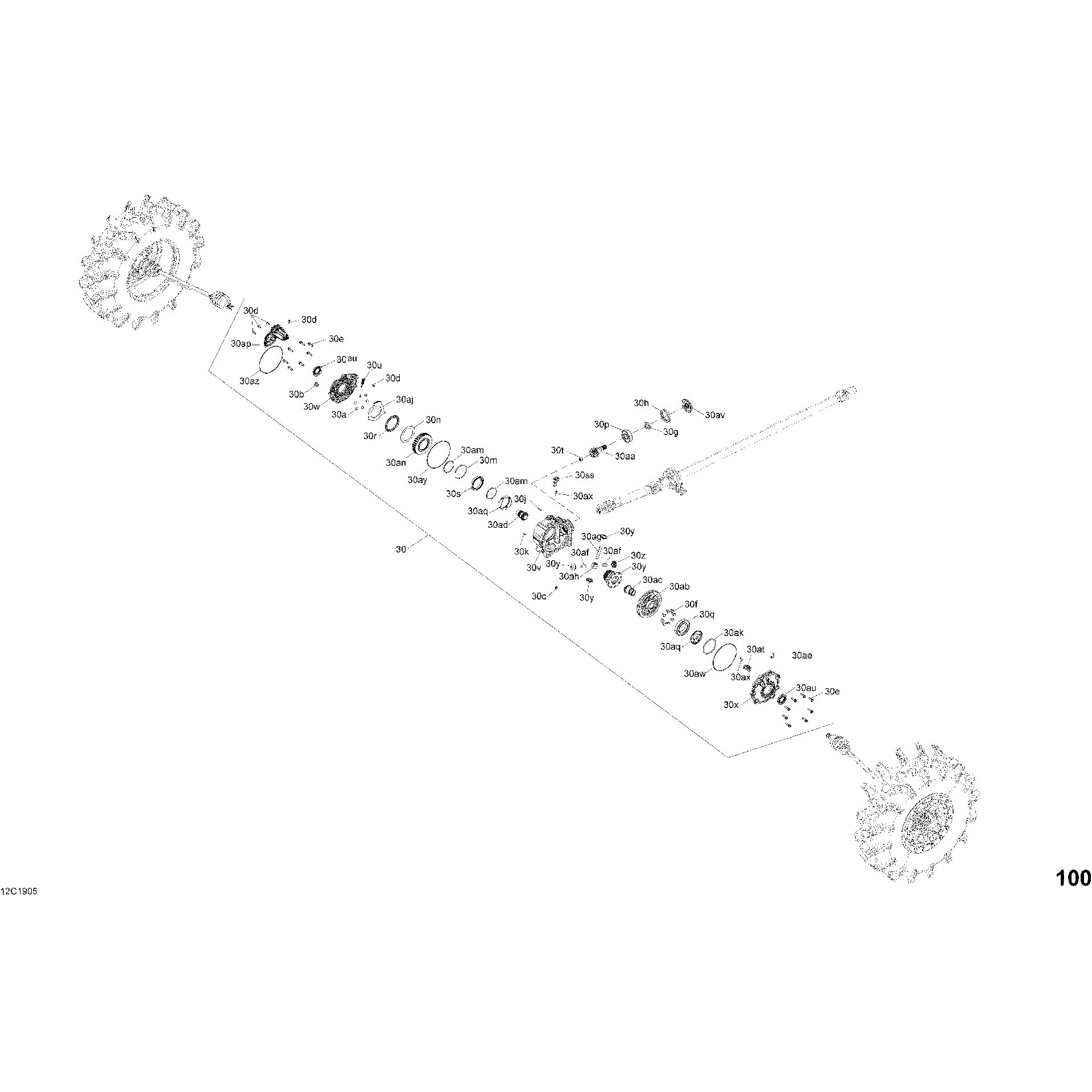 An Image of a Genuine Can-Am Parts Schematic Diagram showing the schematic - FRONT DRIVE - DIFFERENTIAL PARTS - EXCEPT PACKAGE STD