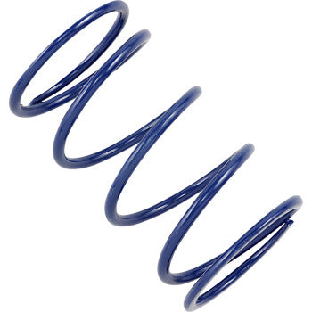 A close-up of the Secondary Spring Blue by Epi positioned diagonally on a white background, designed to optimize side load pressure and shift rate.