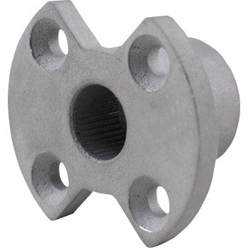 The Polaris Ranger Steering Hub Spline by Koso North America features a central hole, four evenly spaced bolt holes, and a cylindrical extension—perfect for Polaris Ranger steering system upgrades.