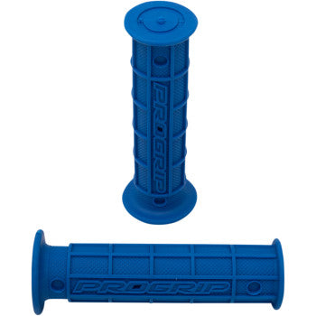 Two Grips 726 Blue by Pro Grip, with a full waffle design and textured patterns for better vibration absorption, feature PROGRIP embossed on the side. Shown from top and side angles against a white background.
