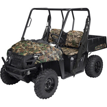 The Polaris Ranger New Vista G1 Bench Seat Cover by Classic Accessories adds heavy-duty, weather-resistant protection to your UTV’s bench seat, ideal for rugged outdoor use with camouflage design for enhanced durability and style.