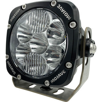 The LED Racing Light 5 by All Balls is a square off-road LED light with four round bulbs, a black frame labeled MOJAVE, IP69K waterproof rating, and a silver metal mounting bracket.