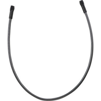 The KARBONFIBR Brake Line 26" by Magnum Shielding features a high-performance braided hose with black connectors, offering durability and sleek design—perfect for motorcycle enthusiasts.