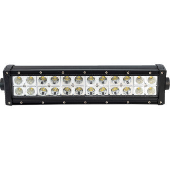The Light Bar 14 Amber White by Rivco Products is a black rectangular LED light bar with two rows of twelve amber or white LEDs, rated IP67 waterproof—perfect for vehicles or outdoor lighting.