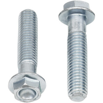 Two silver M8 x 35 flange bolts, displayed from side and top on a white background—perfect replacement hardware or for factory style Bolt Fairing Bolt Assortment. From Bolts Flange M8 x 35 10 Pack by Bolt.