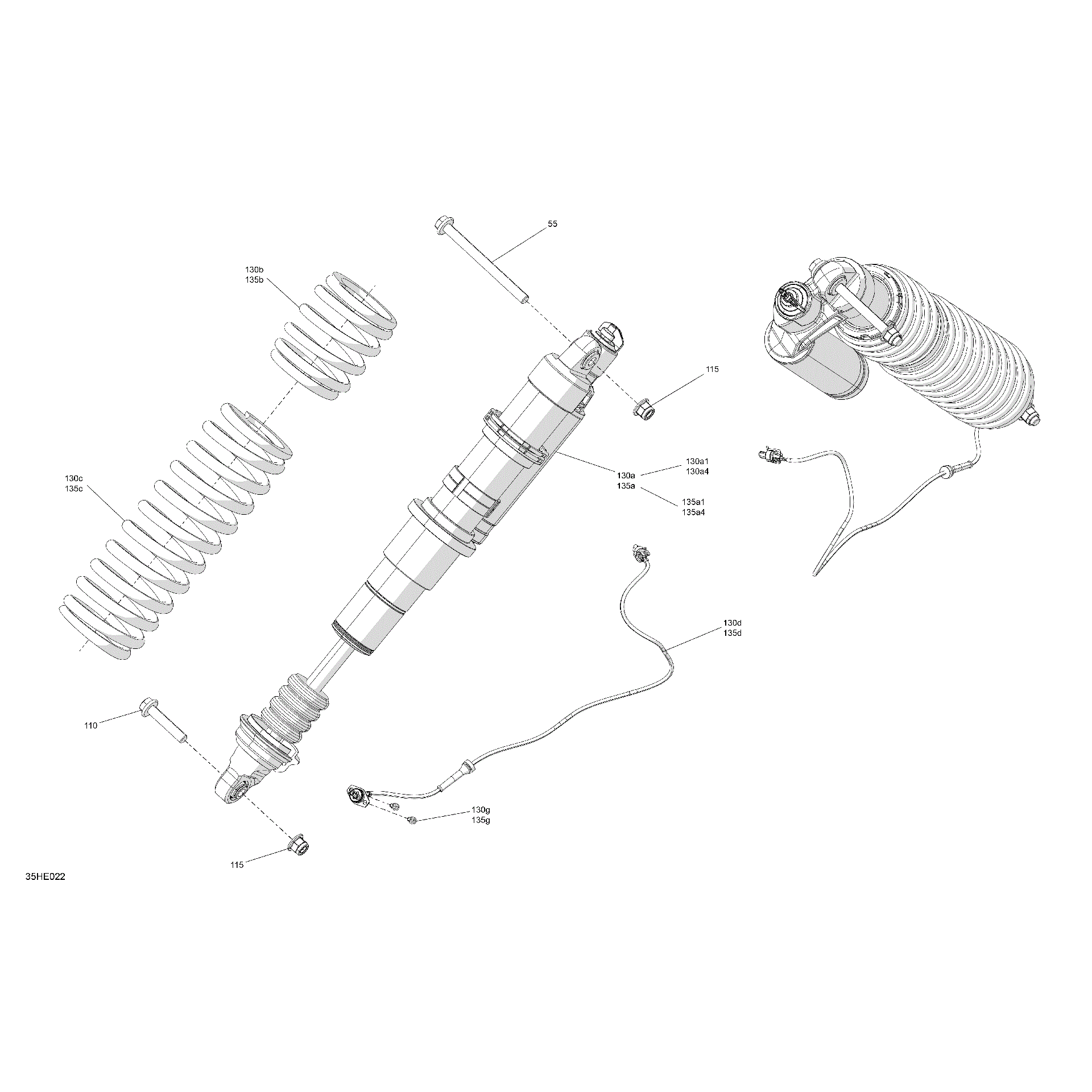 An Image of a Genuine Can-Am Parts Schematic Diagram showing the schematic - SUSPENSION - FRONT SHOCKS