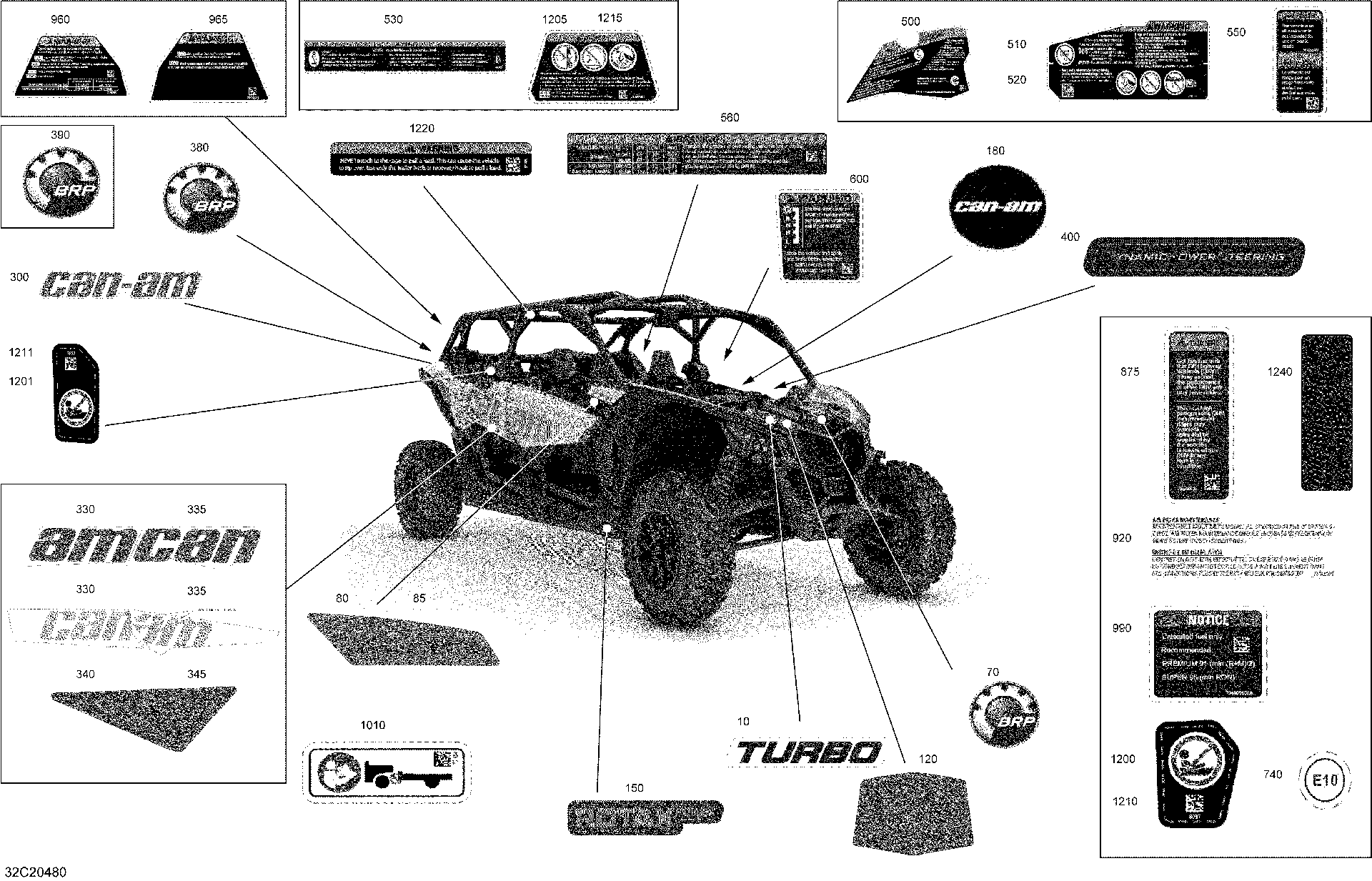 An Image of a Genuine Can-Am Parts Schematic Diagram showing the schematic - DECALS