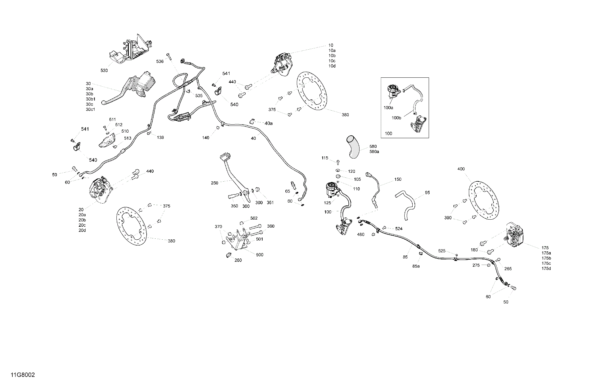 An Image of a Genuine Can-Am Parts Schematic Diagram showing the schematic - MECHANIC - BRAKE SYSTEM