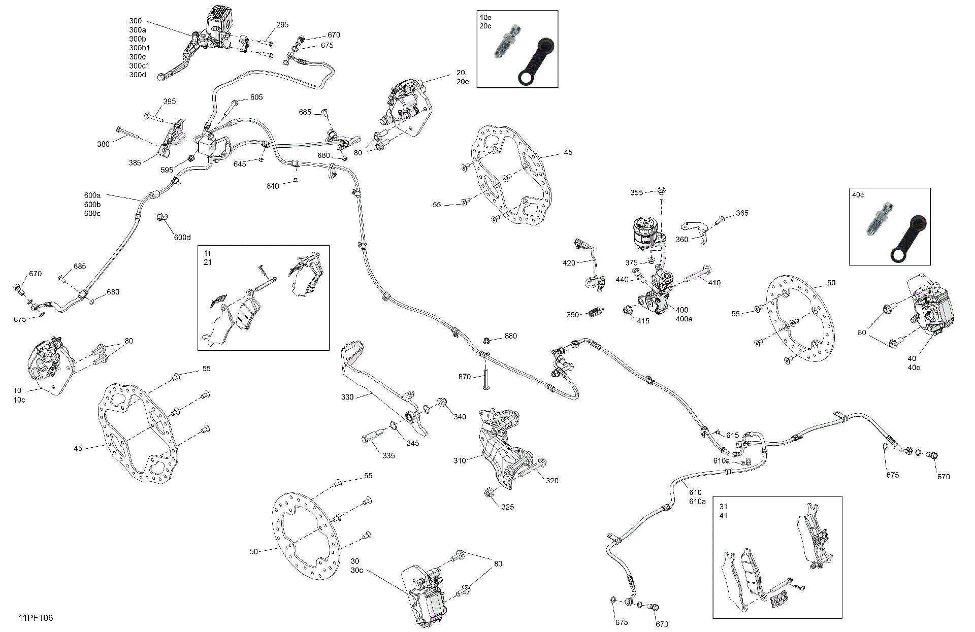 An Image of a Genuine Can-Am Parts Schematic Diagram showing the schematic - MECHANIC - BRAKE SYSTEM