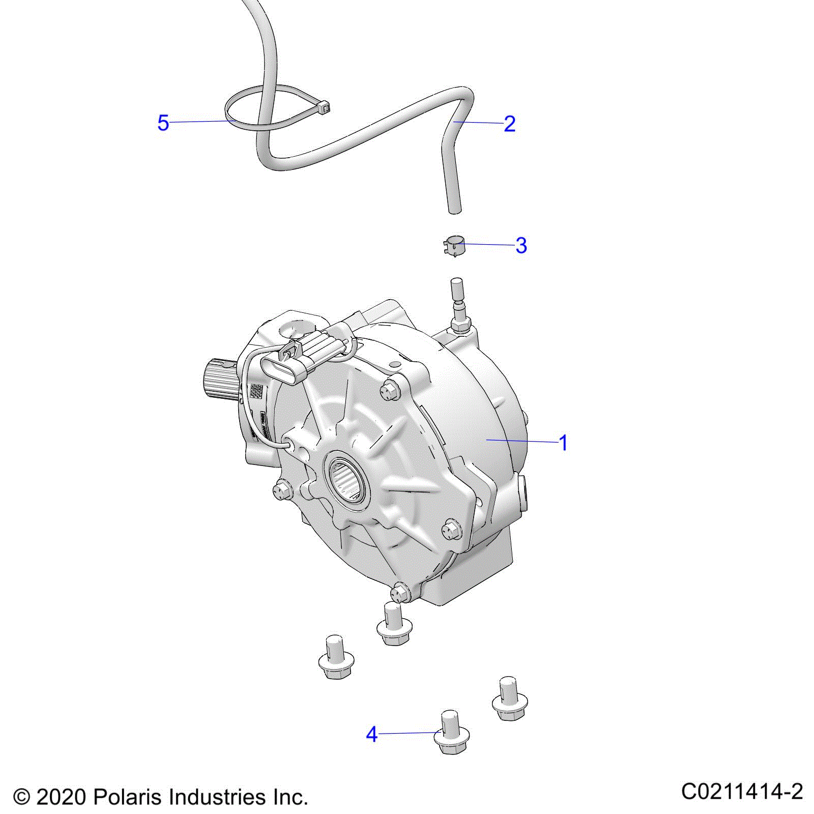 An Image of a Genuine Polaris Parts Schematic Diagram showing the schematic - DRIVE TRAIN: FRONT GEARCASE MOUNTING - 2020 POLARIS SPORTSMAN 570 X2