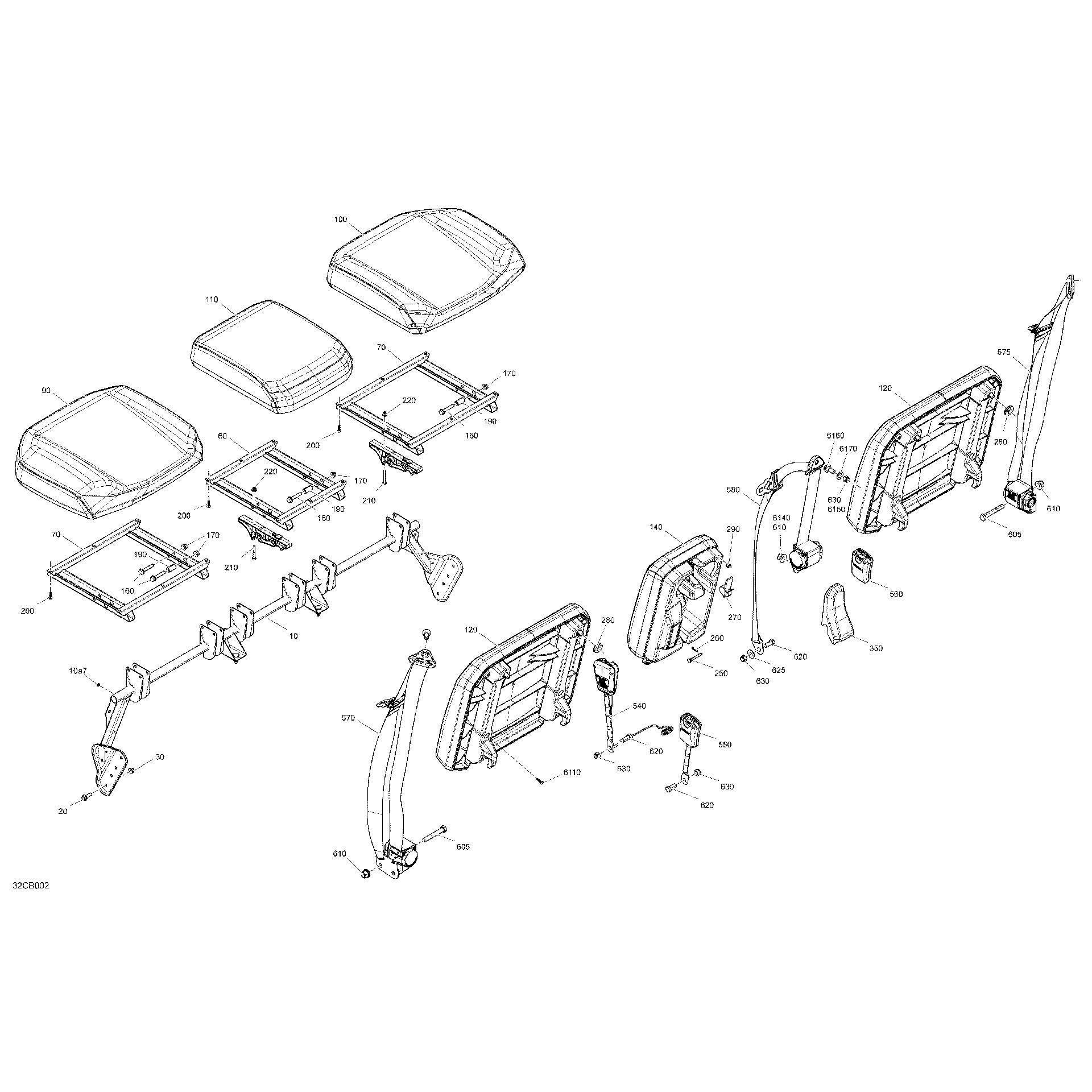 An Image of a Genuine Can-Am Parts Schematic Diagram showing the schematic - BODY - SEAT - FRONT SECTION
