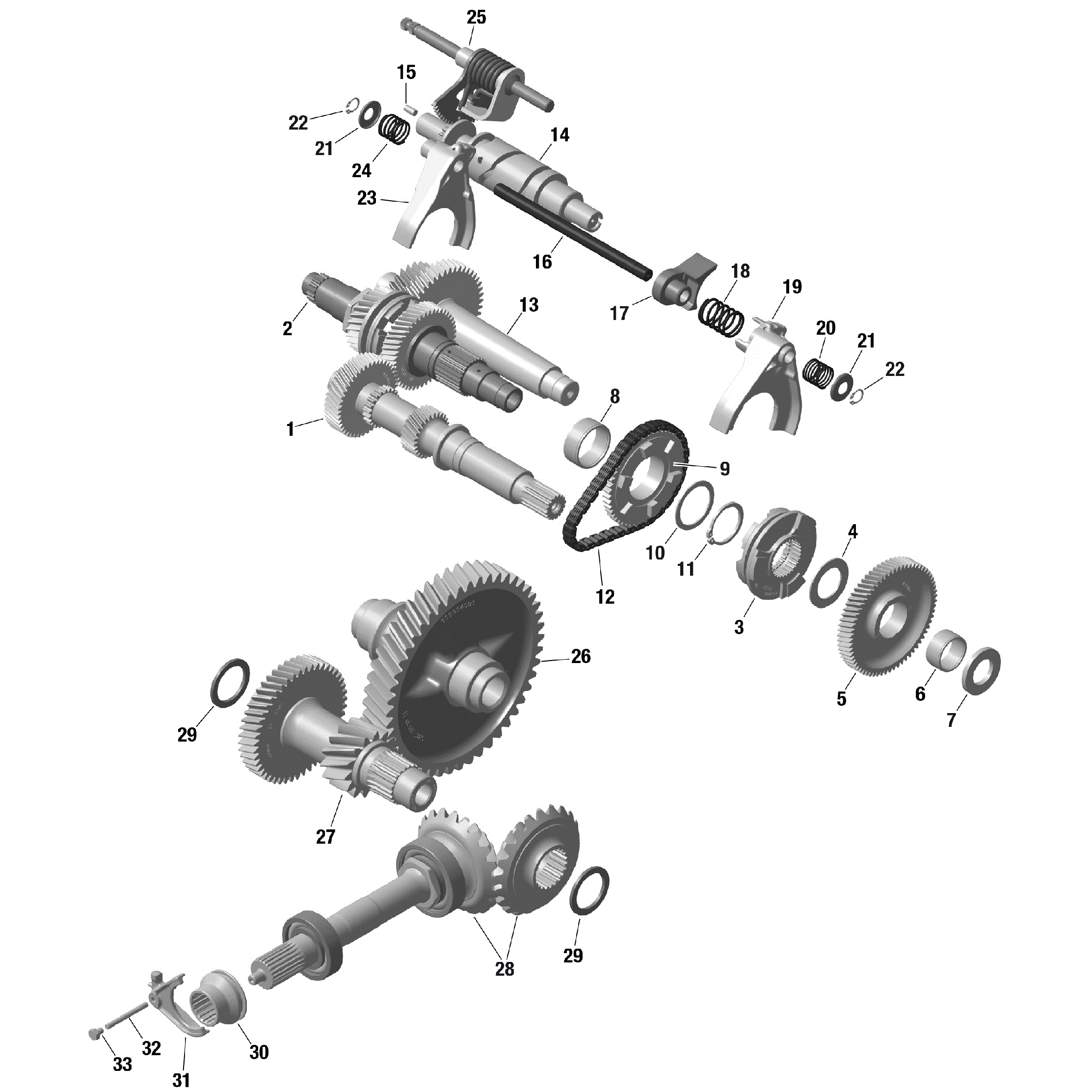 An Image of a Genuine Can-Am Parts Schematic Diagram showing the schematic - ROTAX - GEARBOX 2