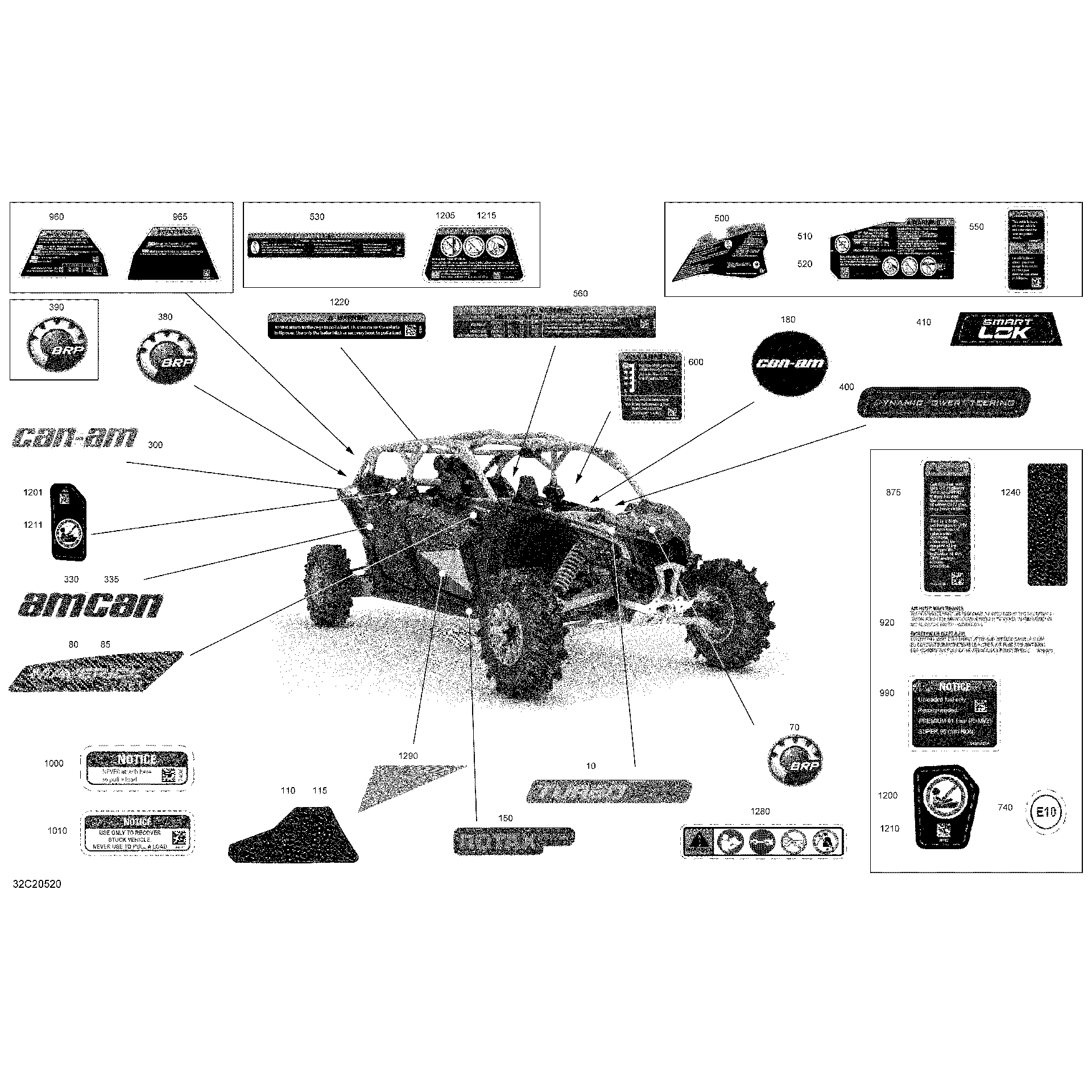 An Image of a Genuine Can-Am Parts Schematic Diagram showing the schematic - DECALS - X MR