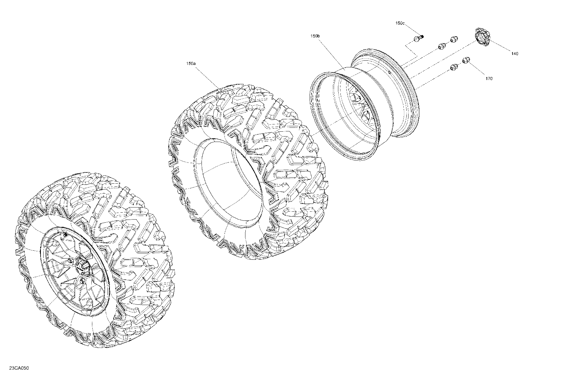 An Image of a Genuine Can-Am Parts Schematic Diagram showing the schematic - DRIVE - REAR WHEELS
