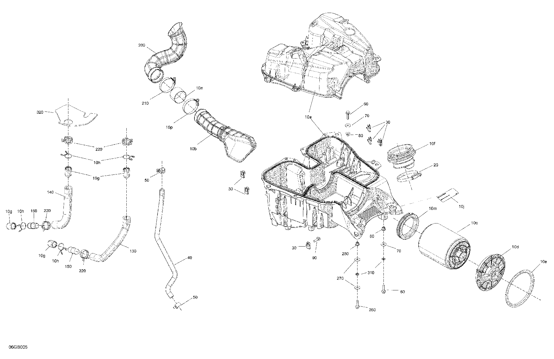 An Image of a Genuine Can-Am Parts Schematic Diagram showing the schematic - ENGINE - AIR INTAKE