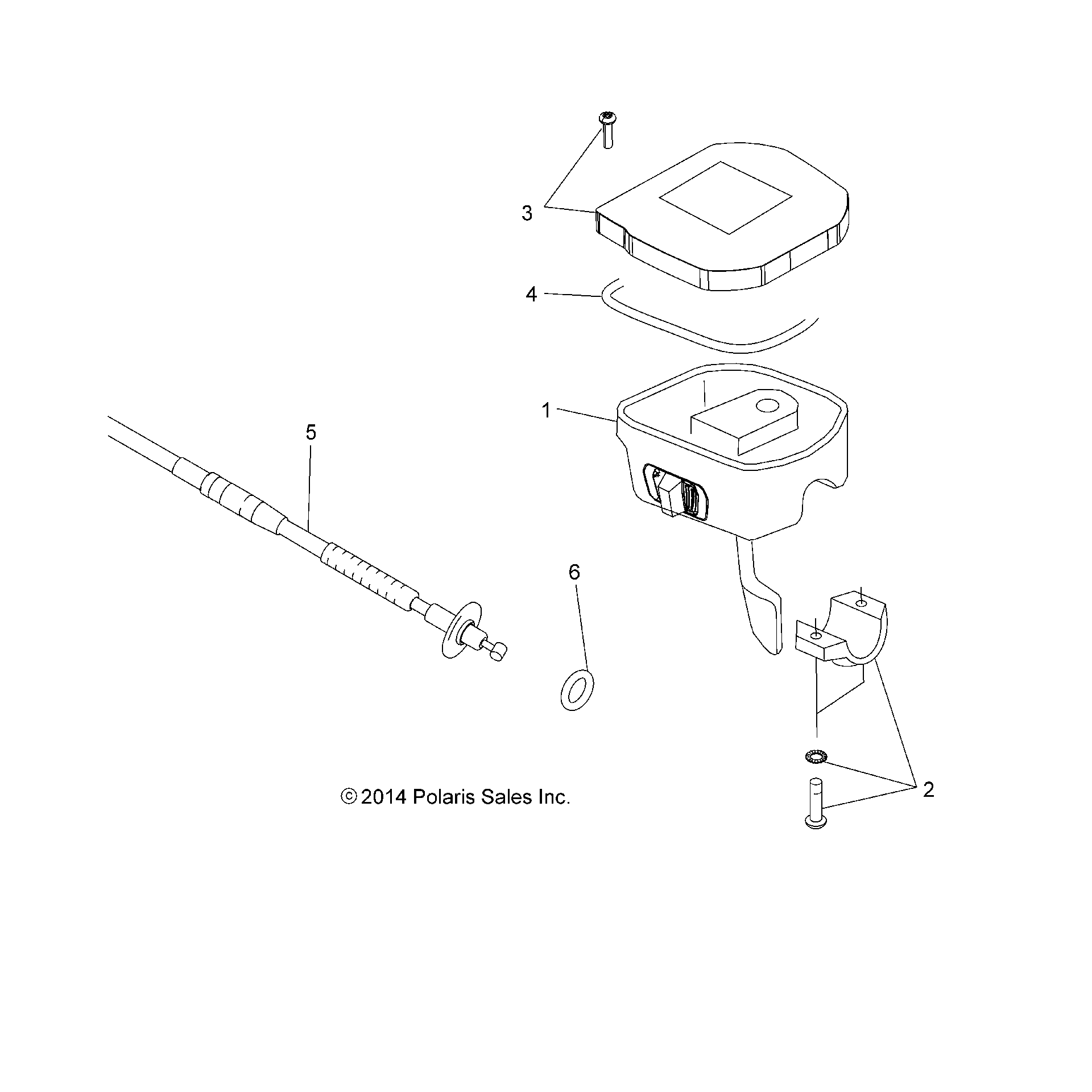 An Image of a Genuine Polaris Parts Schematic Diagram showing the schematic - STEERING: CONTROLS THROTTLE ASM. and CABLE - 2016 POLARIS SPORTSMAN 570 EFI X2 EPS