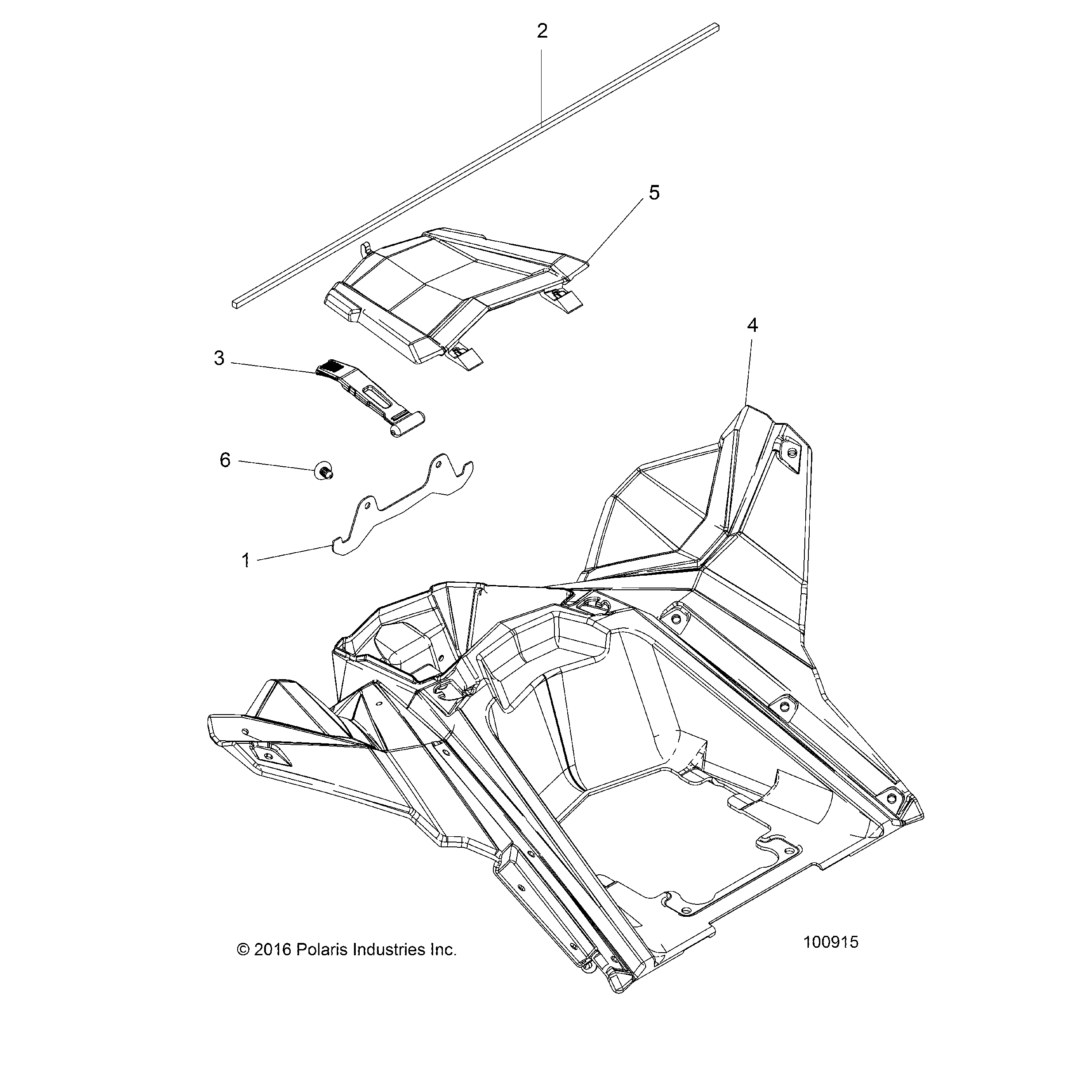 An Image of a Genuine Polaris Parts Schematic Diagram showing the schematic - BODY: STORAGE REAR - 2017 POLARIS SCRAMBLER XP 1000