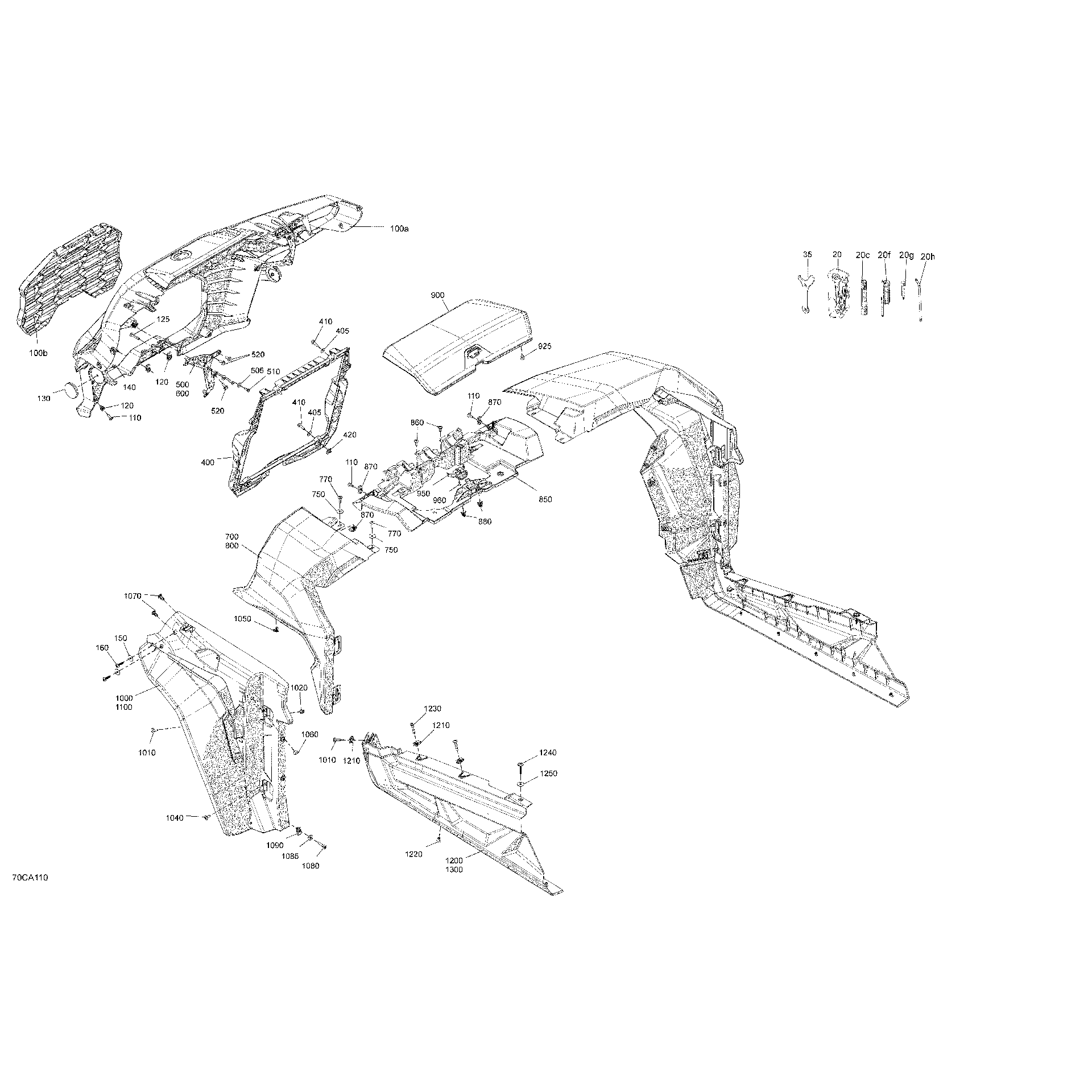 An Image of a Genuine Can-Am Parts Schematic Diagram showing the schematic - BODY - FRONT SECTION