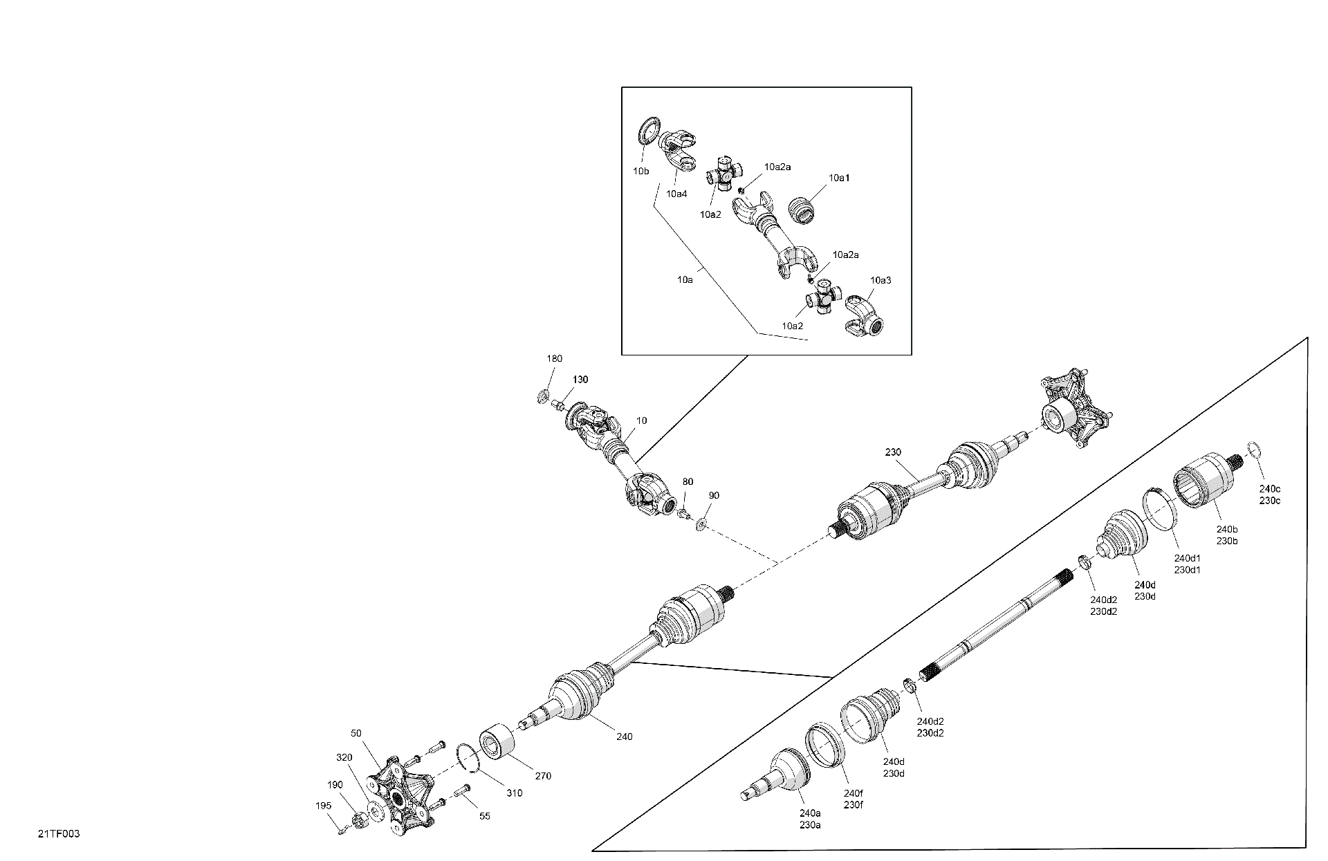 An Image of a Genuine Can-Am Parts Schematic Diagram showing the schematic - DRIVE - REAR - COMMON PARTS