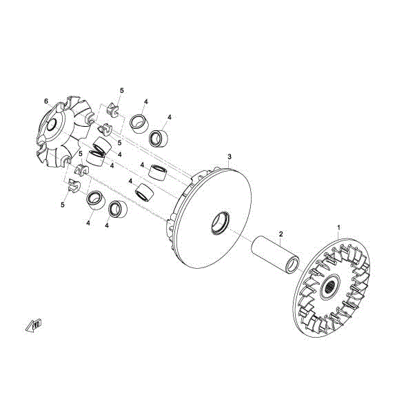 An Image of a Genuine CFMOTO Parts Schematic Diagram showing the schematic - DRIVE PULLEY (FRONT) - 2015 CFMOTO ZFORCE 800 Trail