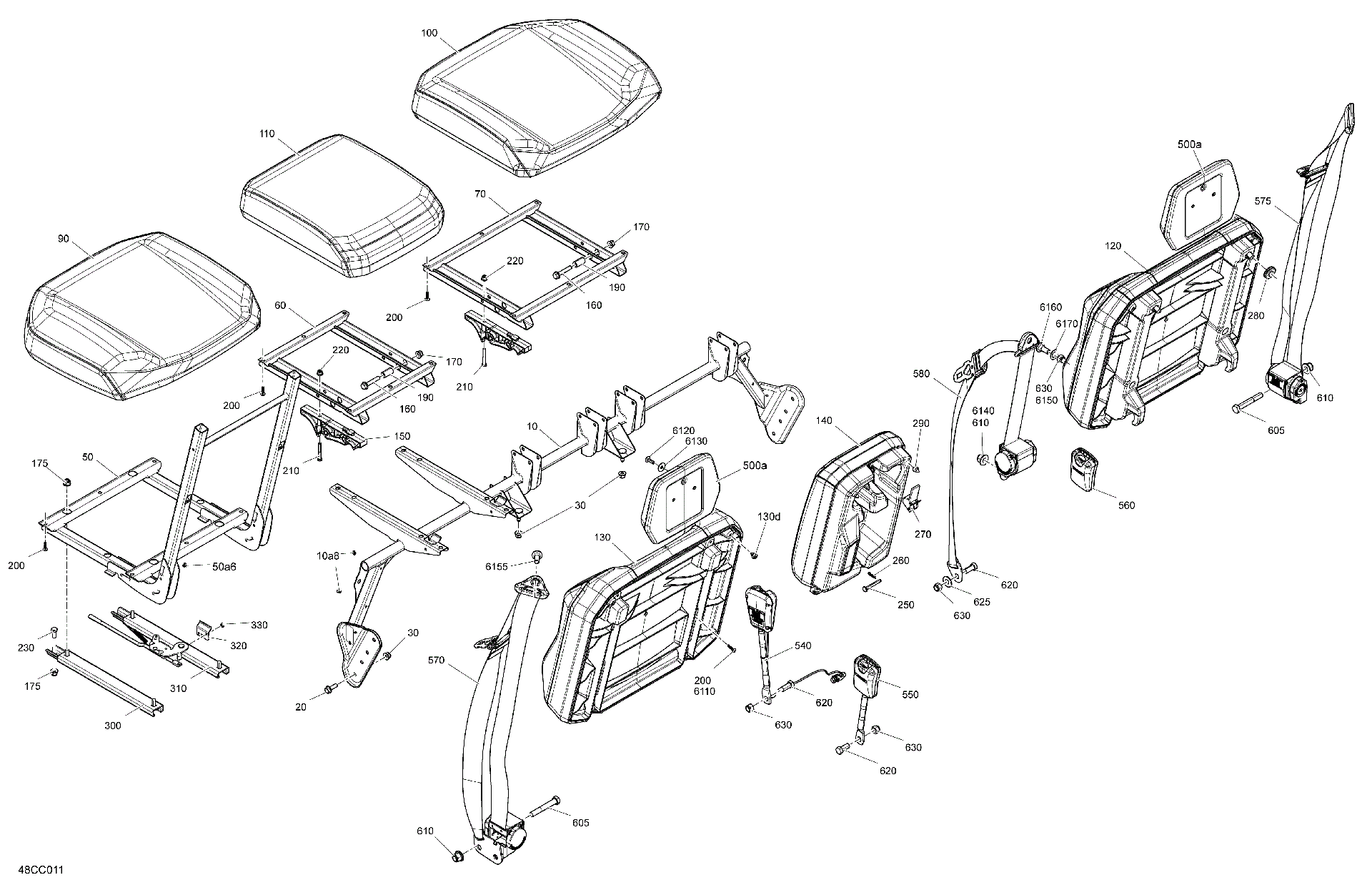 An Image of a Genuine Can-Am Parts Schematic Diagram showing the schematic - BODY - SEAT