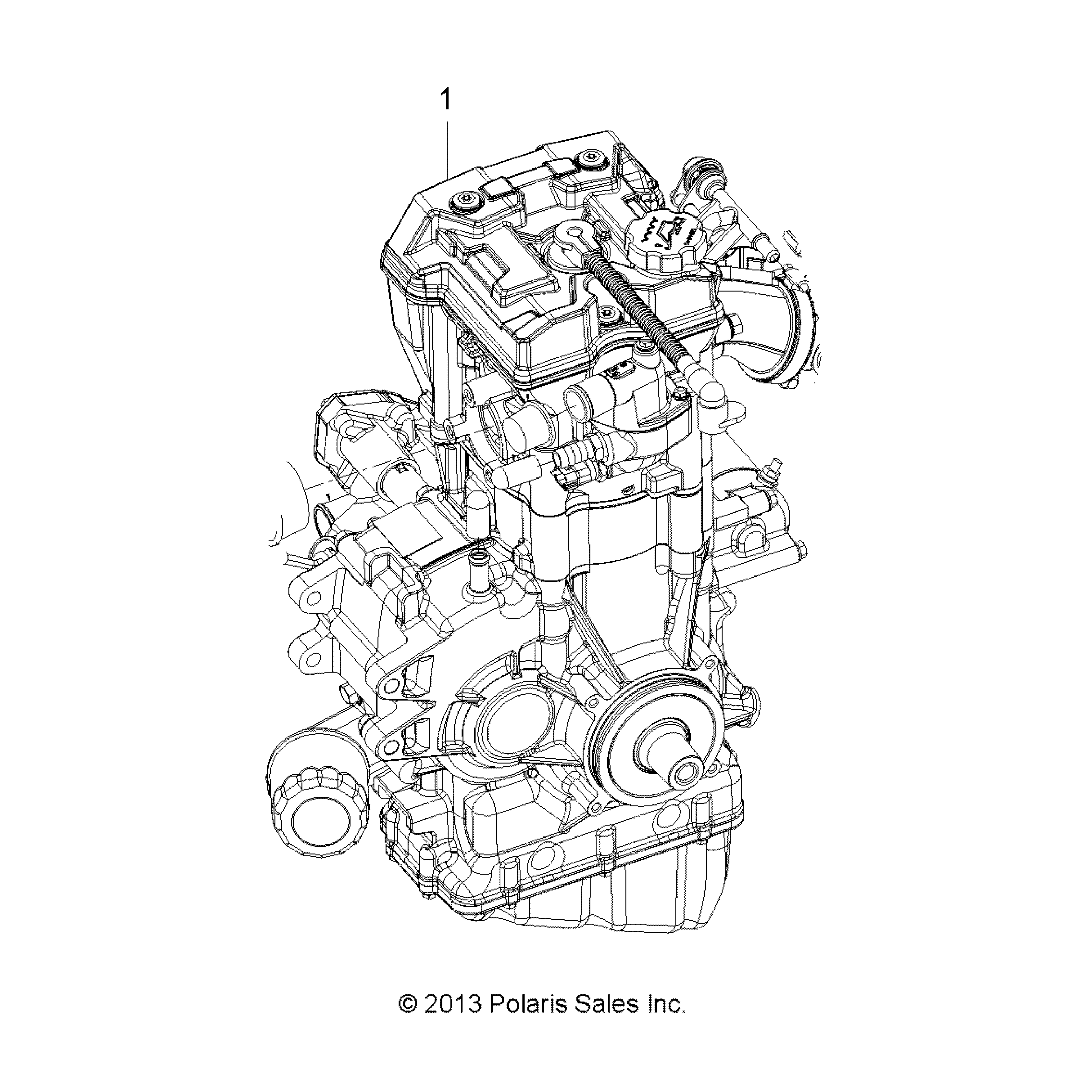 An Image of a Genuine Polaris Parts Schematic Diagram showing the schematic - ENGINE: LONG BLOCK - 2019 POLARIS SPORTSMAN TOURING 570 SP