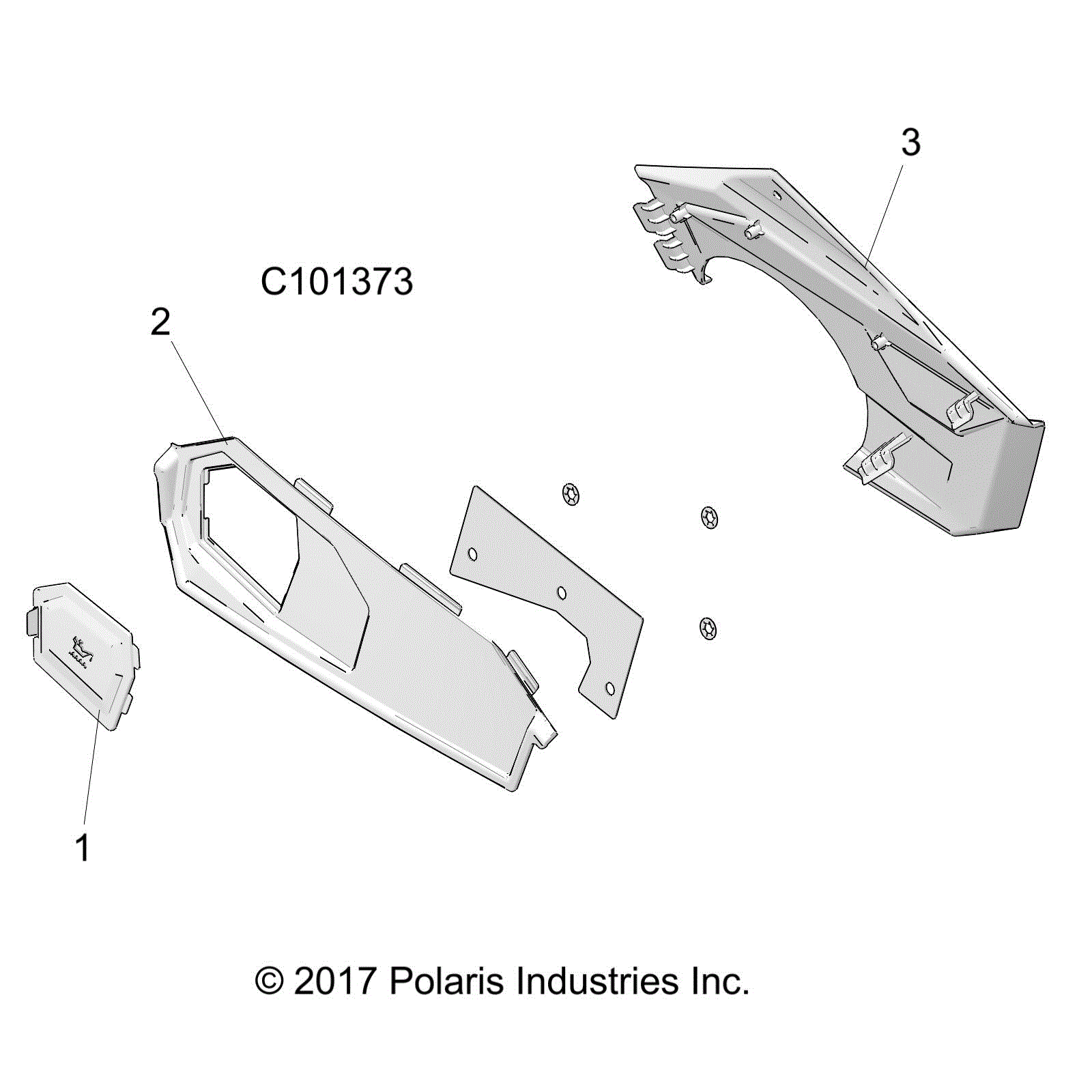 An Image of a Genuine Polaris Parts Schematic Diagram showing the schematic - BODY: PANEL - 2018 POLARIS SPORTSMAN 570 6X6