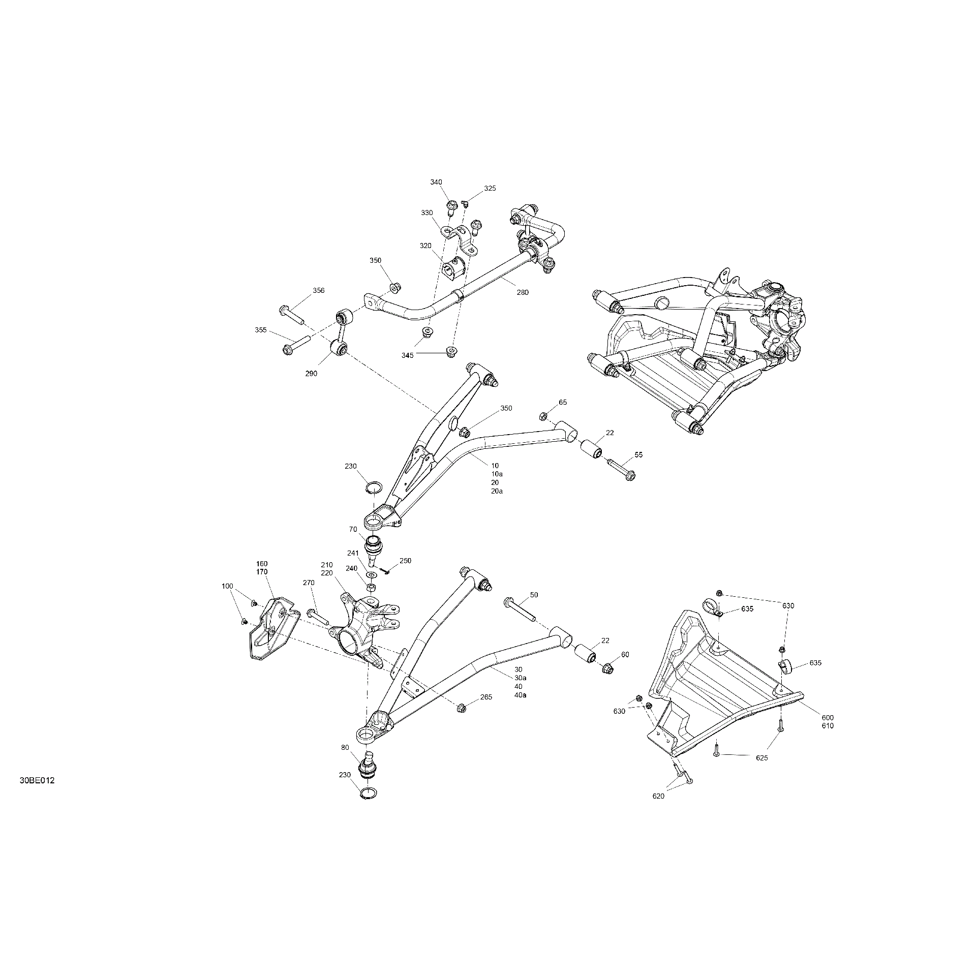 An Image of a Genuine Can-Am Parts Schematic Diagram showing the schematic - SUSPENSION - FRONT COMPONENTS