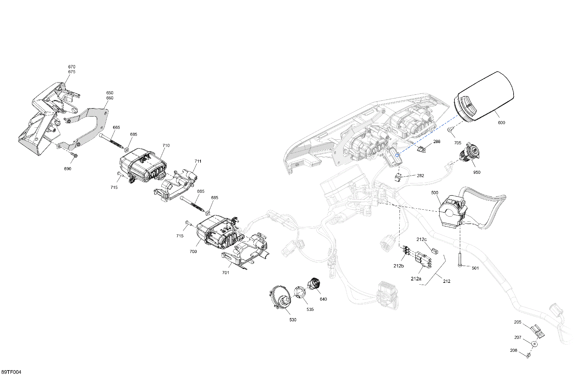 An Image of a Genuine Can-Am Parts Schematic Diagram showing the schematic - ELECTRIC - FRONT SECTION