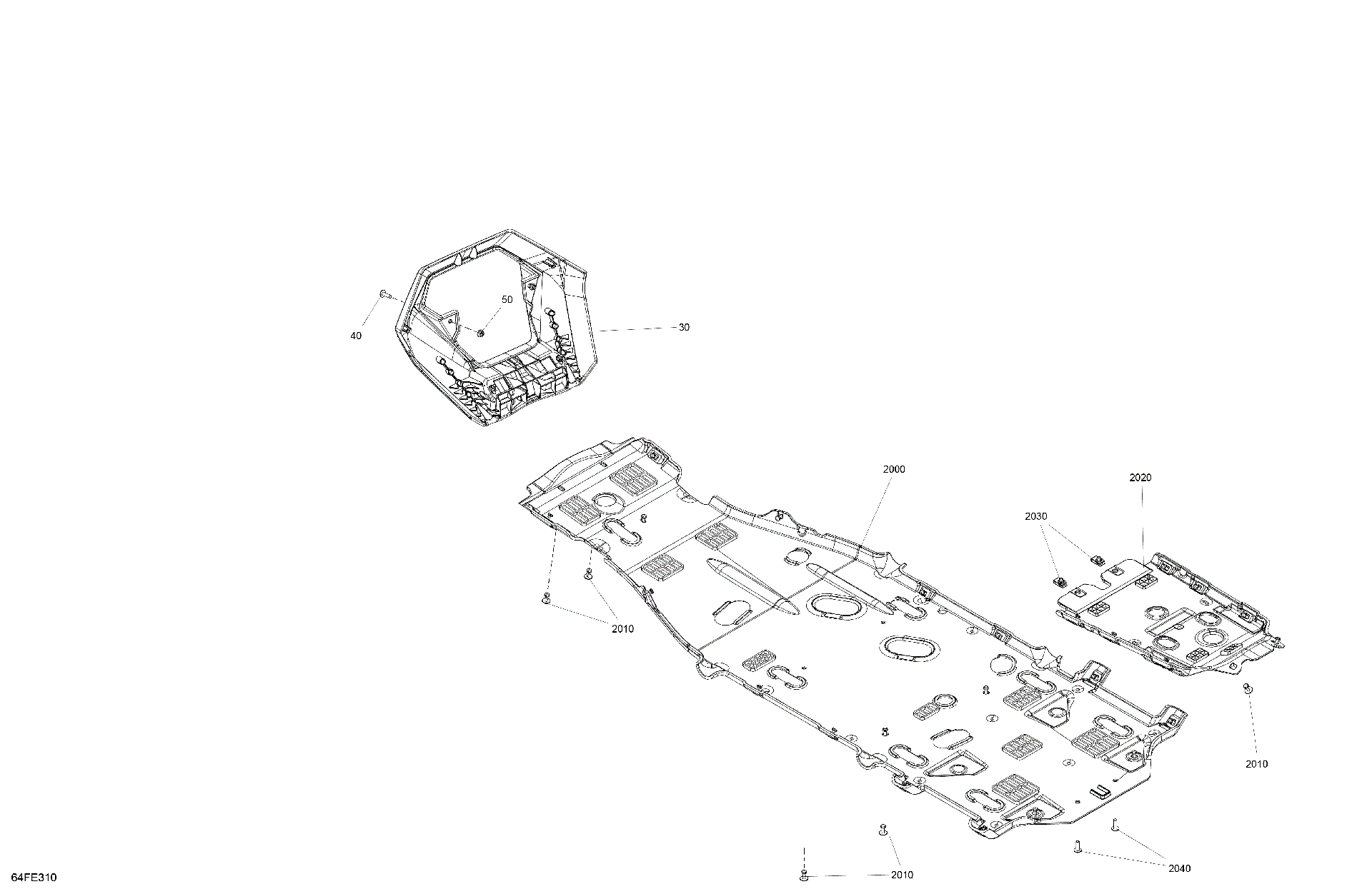 An Image of a Genuine Can-Am Parts Schematic Diagram showing the schematic - BODY - SKID PLATE AND BUMPER