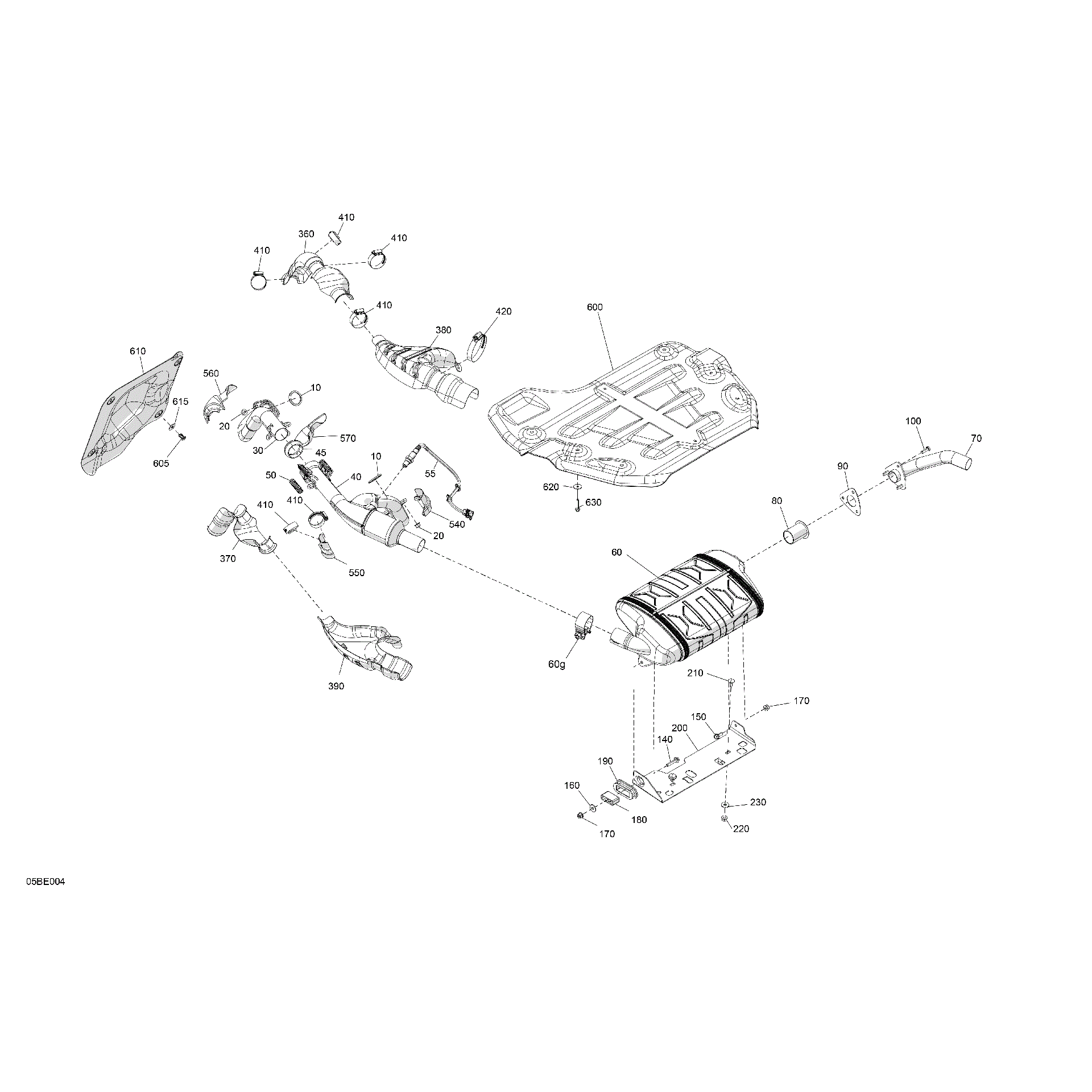 An Image of a Genuine Can-Am Parts Schematic Diagram showing the schematic - ENGINE - EXHAUST