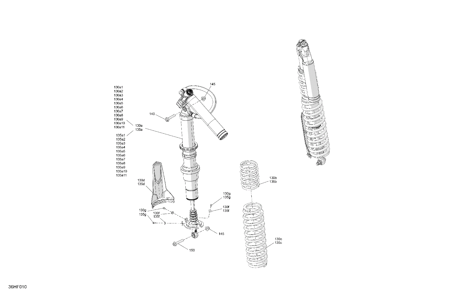 An Image of a Genuine Can-Am Parts Schematic Diagram showing the schematic - SUSPENSION - REAR SHOCKS