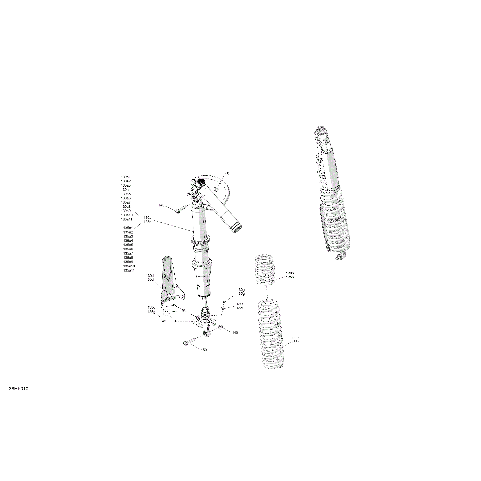 An Image of a Genuine Can-Am Parts Schematic Diagram showing the schematic - SUSPENSION - REAR SHOCKS