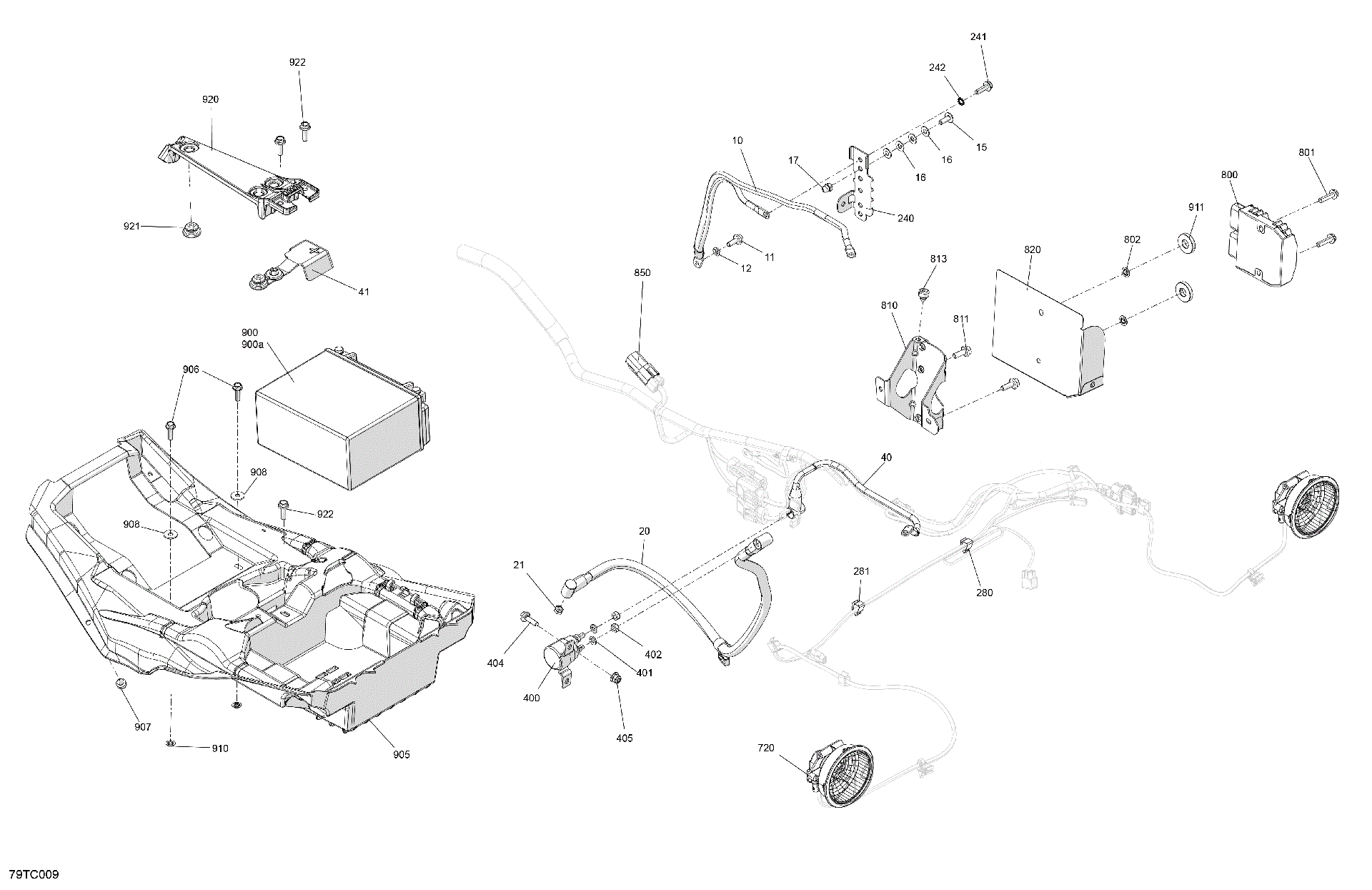 An Image of a Genuine Can-Am Parts Schematic Diagram showing the schematic - ELECTRIC - REAR SECTION