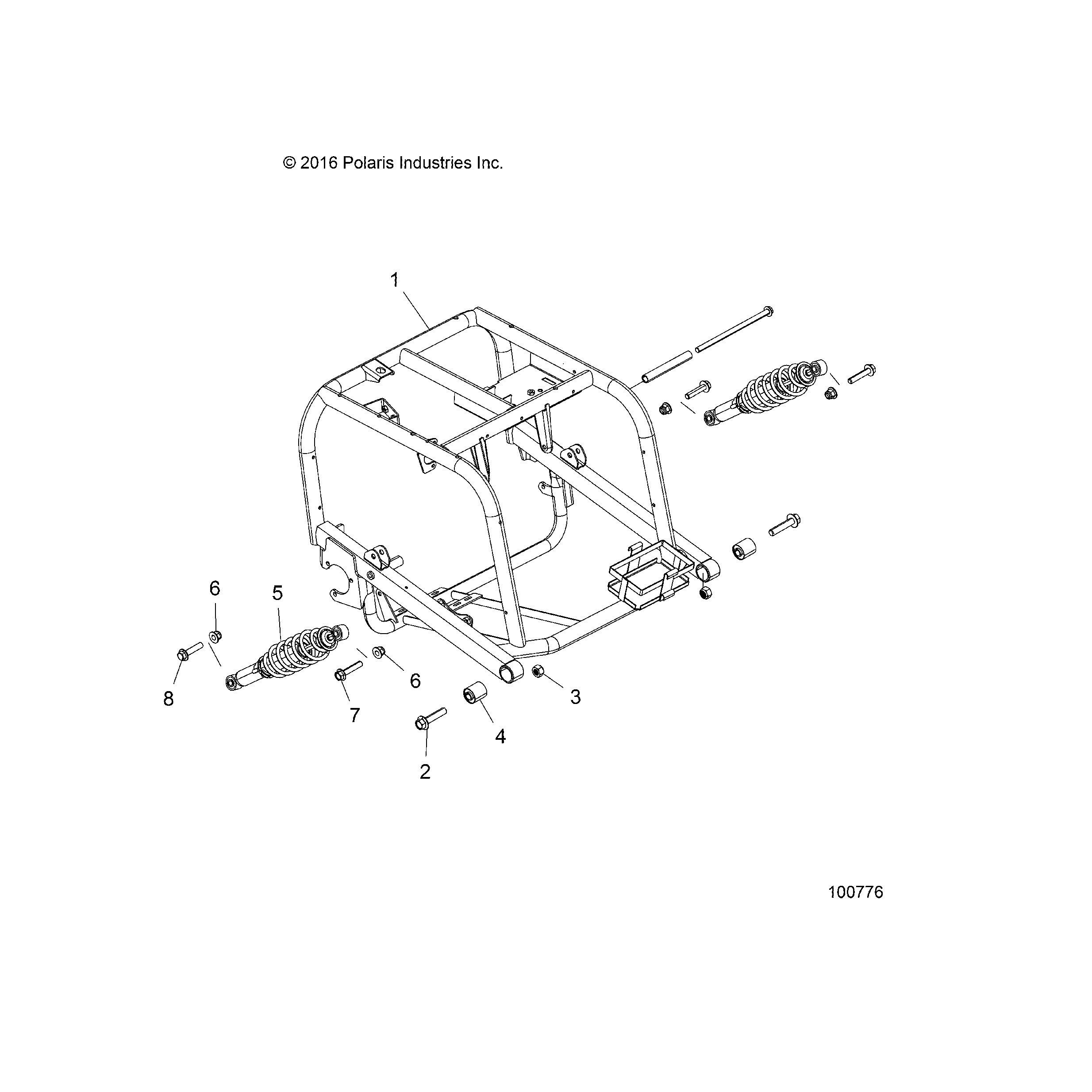 An Image of a Genuine Polaris Parts Schematic Diagram showing the schematic - SUSPENSION: REAR SWING ARM - 2018 POLARIS ACE 150 EFI INDY