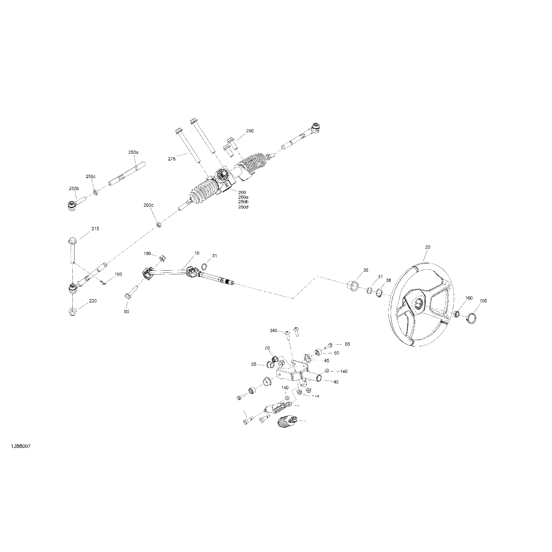 An Image of a Genuine Can-Am Parts Schematic Diagram showing the schematic - MECHANIC - STEERING
