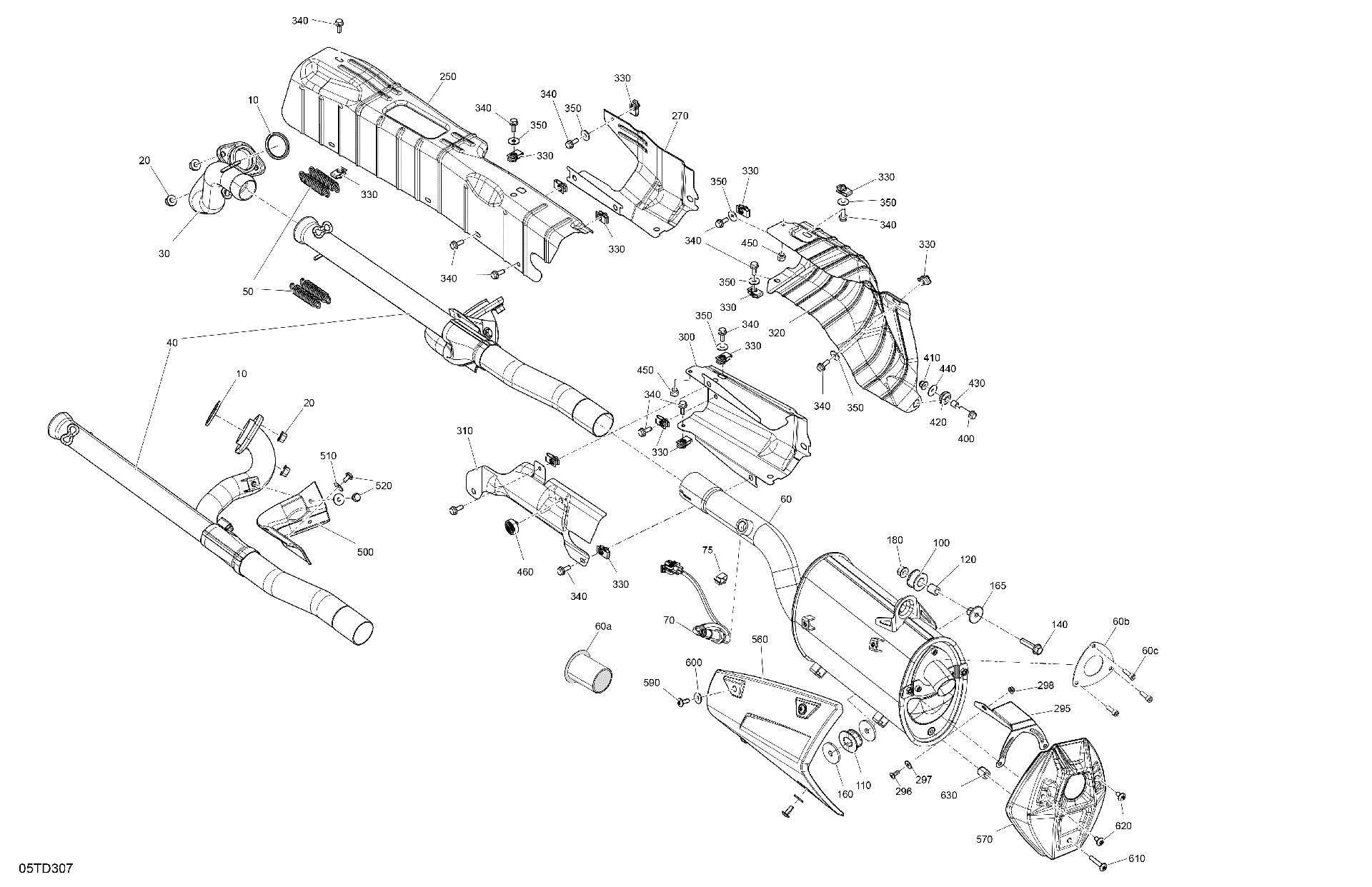 An Image of a Genuine Can-Am Parts Schematic Diagram showing the schematic - ENGINE - EXHAUST