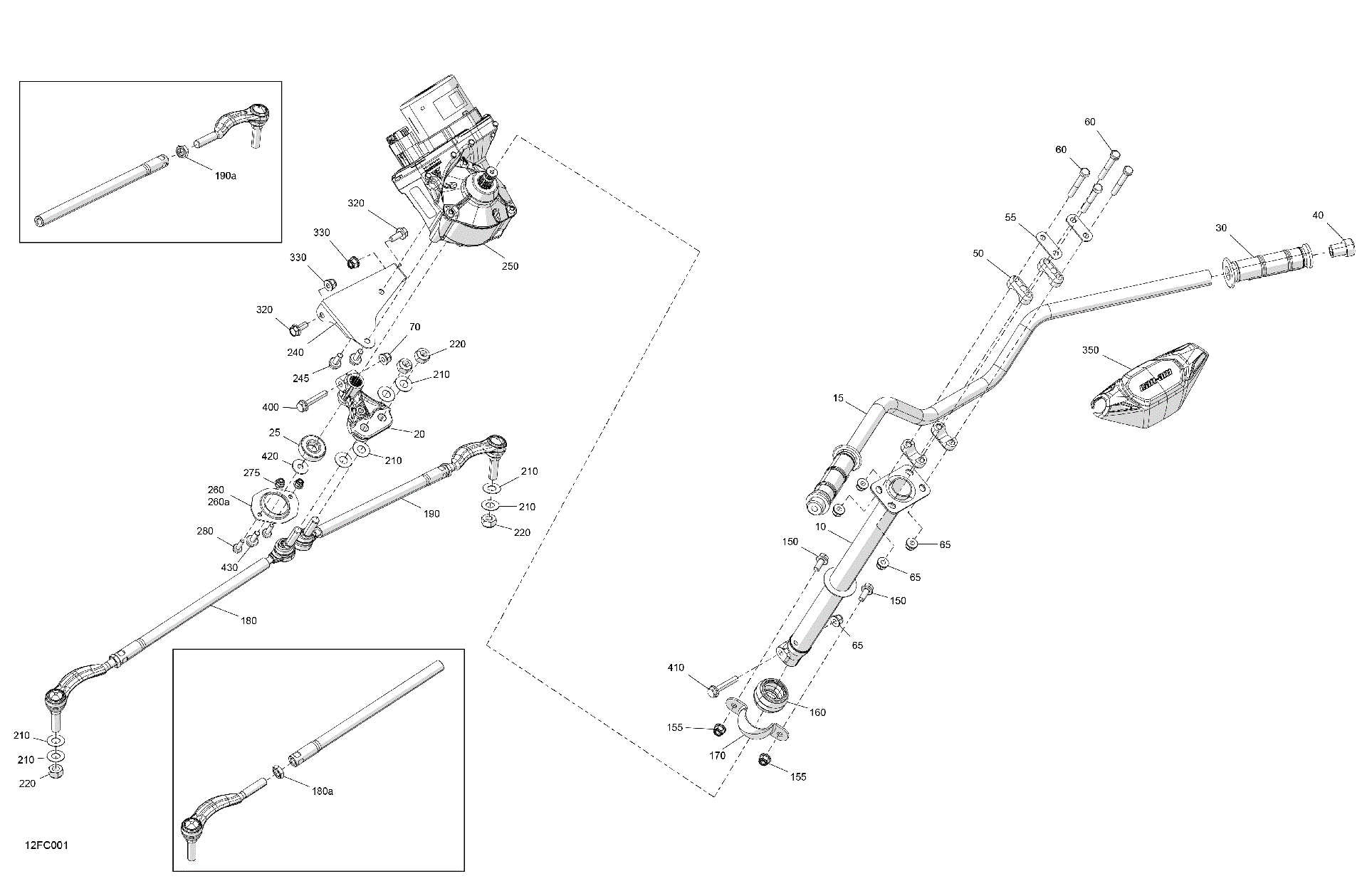 An Image of a Genuine Can-Am Parts Schematic Diagram showing the schematic - MECHANIC - STEERING