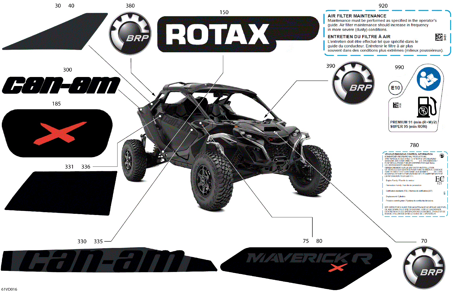 An Image of a Genuine Can-Am Parts Schematic Diagram showing the schematic - BODY - DECALS