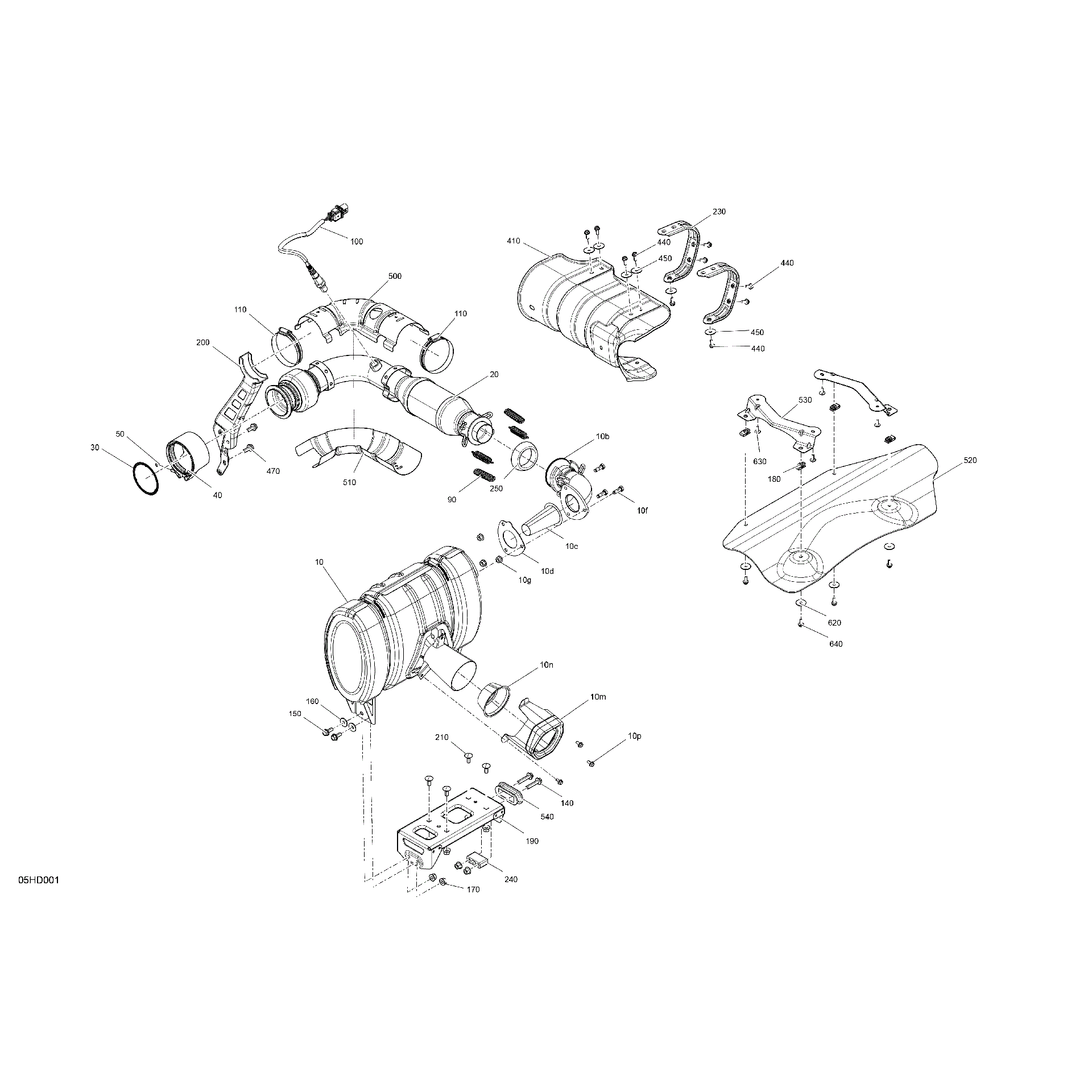 An Image of a Genuine Can-Am Parts Schematic Diagram showing the schematic - ENGINE - EXHAUST