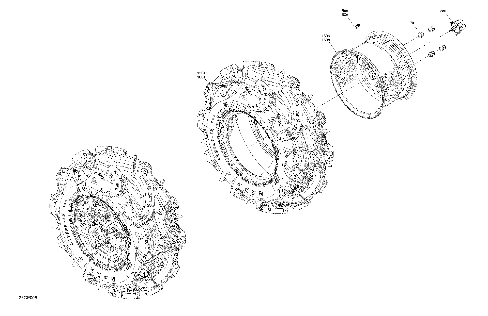 An Image of a Genuine Can-Am Parts Schematic Diagram showing the schematic - DRIVE - REAR WHEELS